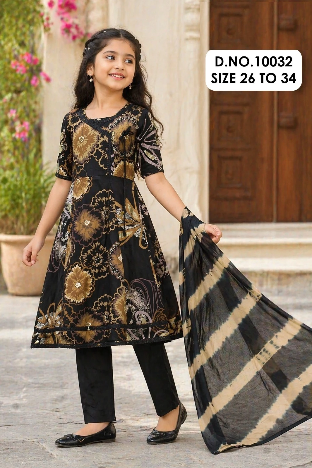 kids Charvika 10032 Rayon Printed Suit With Nazneen Dupatta