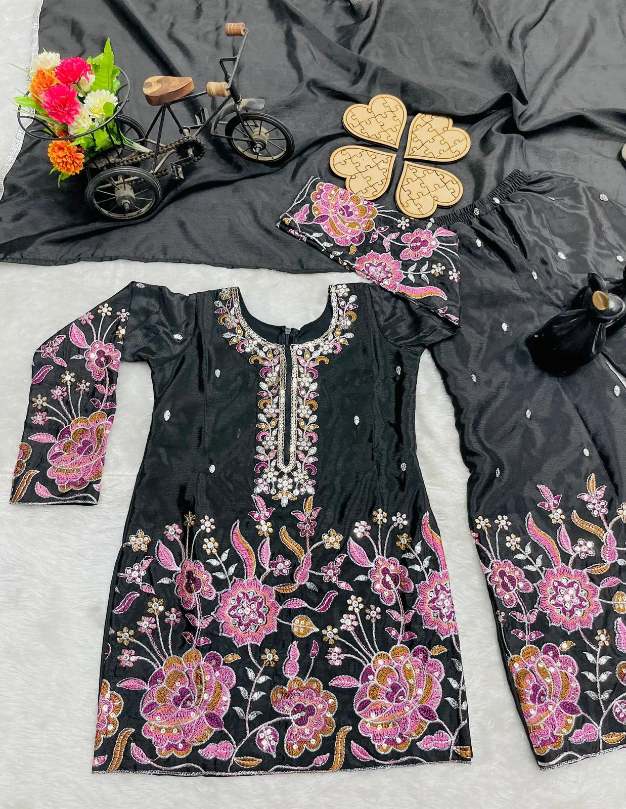 Kids Designer Chinon Silk Sharara Set