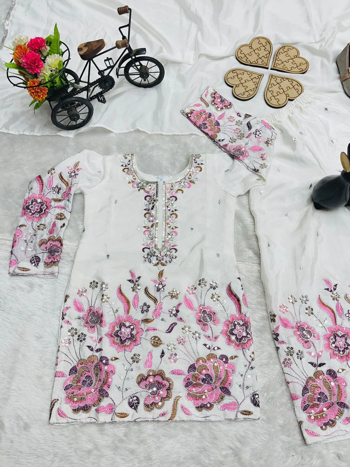 Kids Designer Chinon Silk Sharara Set