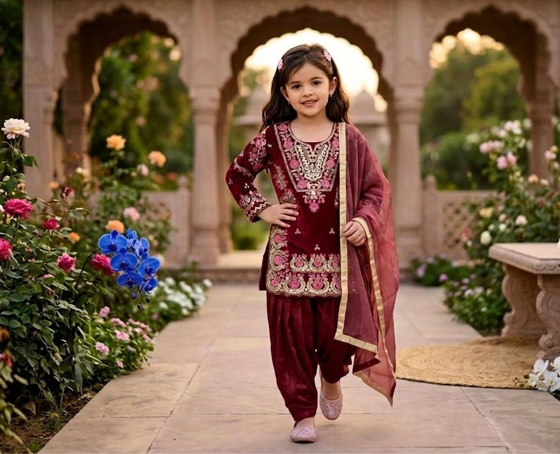 Kids Fendi Silk Embroidered Farshi Pant Set