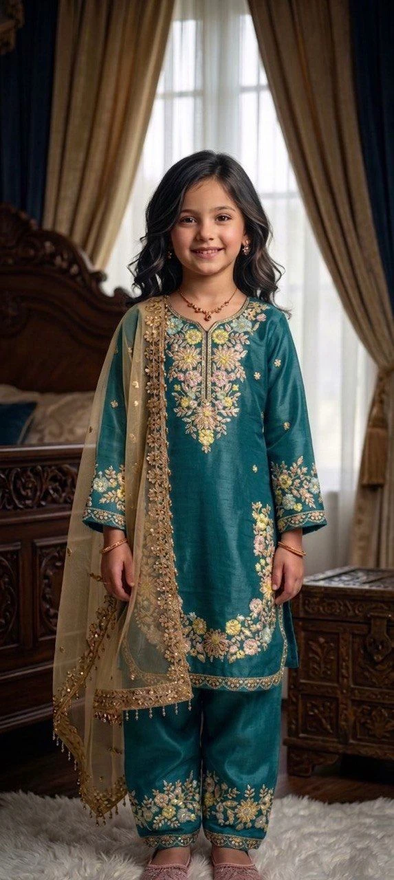 Kids GMY Silk Palazzo Set With Dupatta