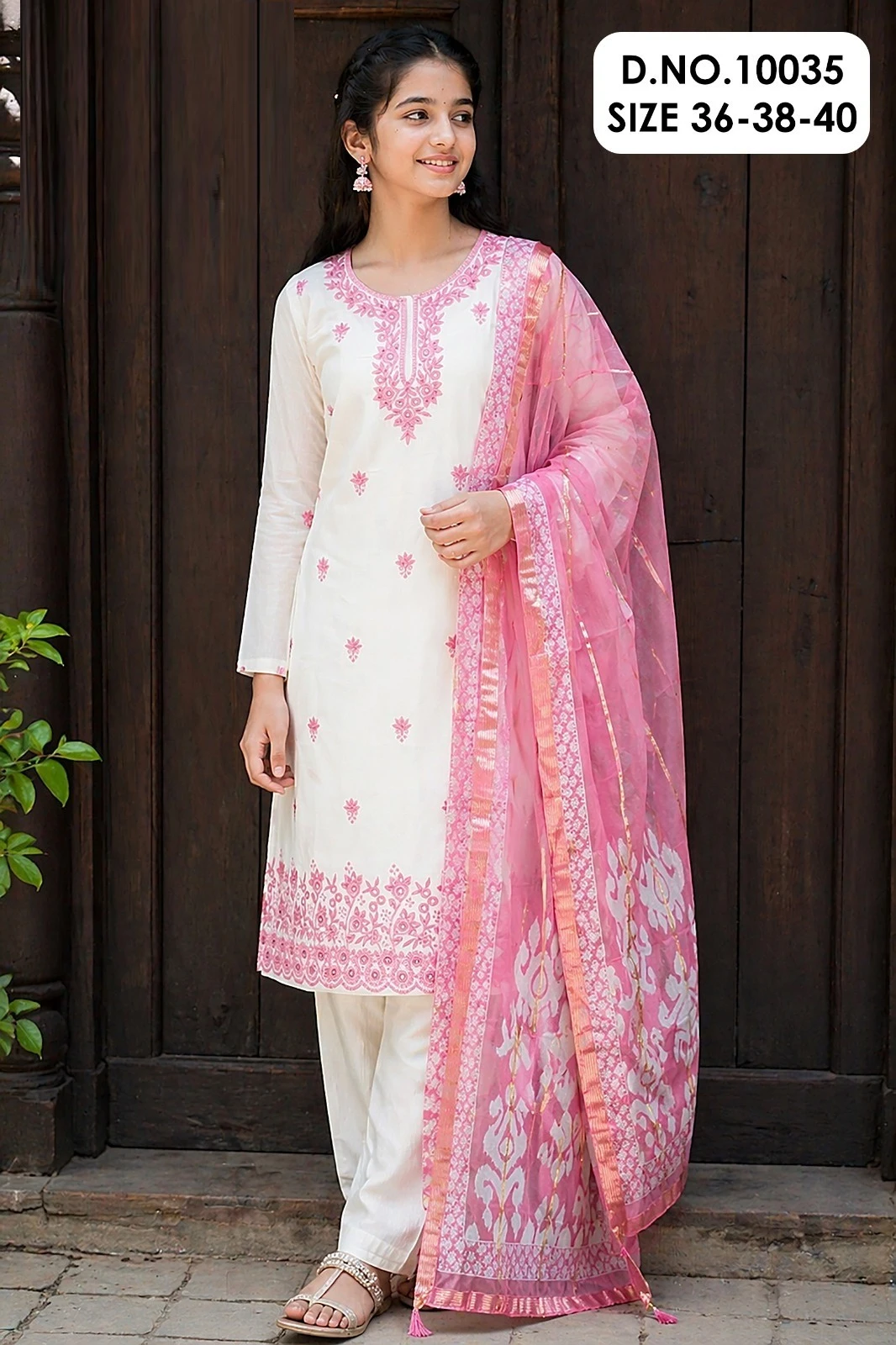 kids Hanisha 10035 Roman Silk Embroidery Suit With Digital Organza Dupatta