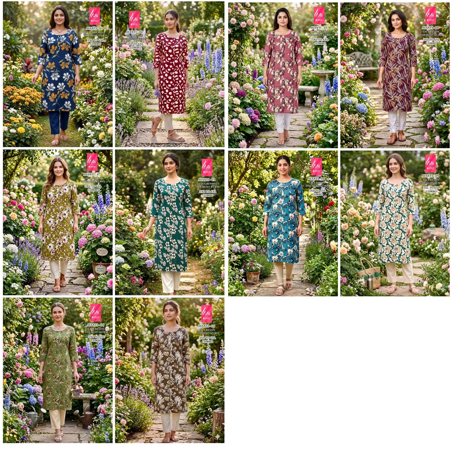 Liva Avanti 1 To 10 Rayon Kurti Collection