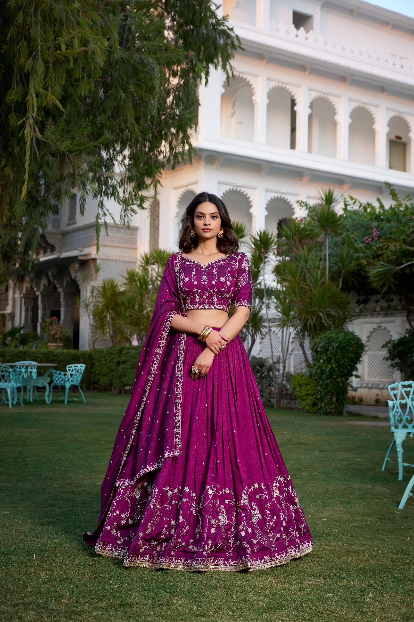 LNB Wine Vichitra Silk Wedding Lehenga Collection