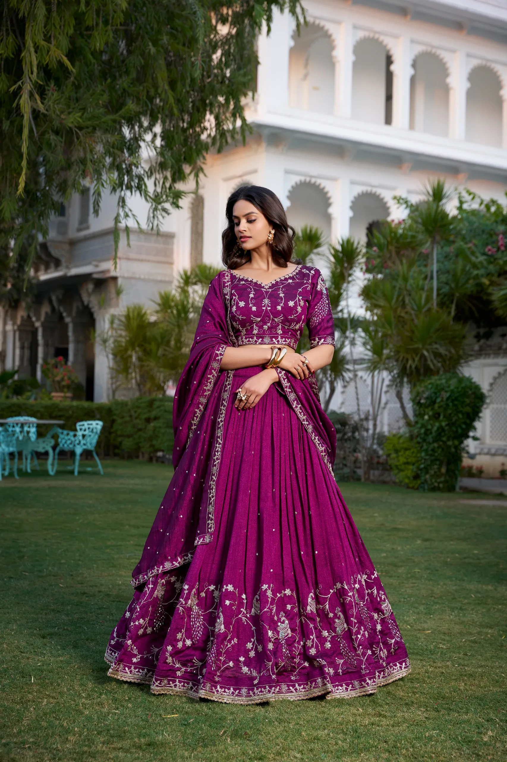 LNB Wine Vichitra Silk Wedding Lehenga Collection