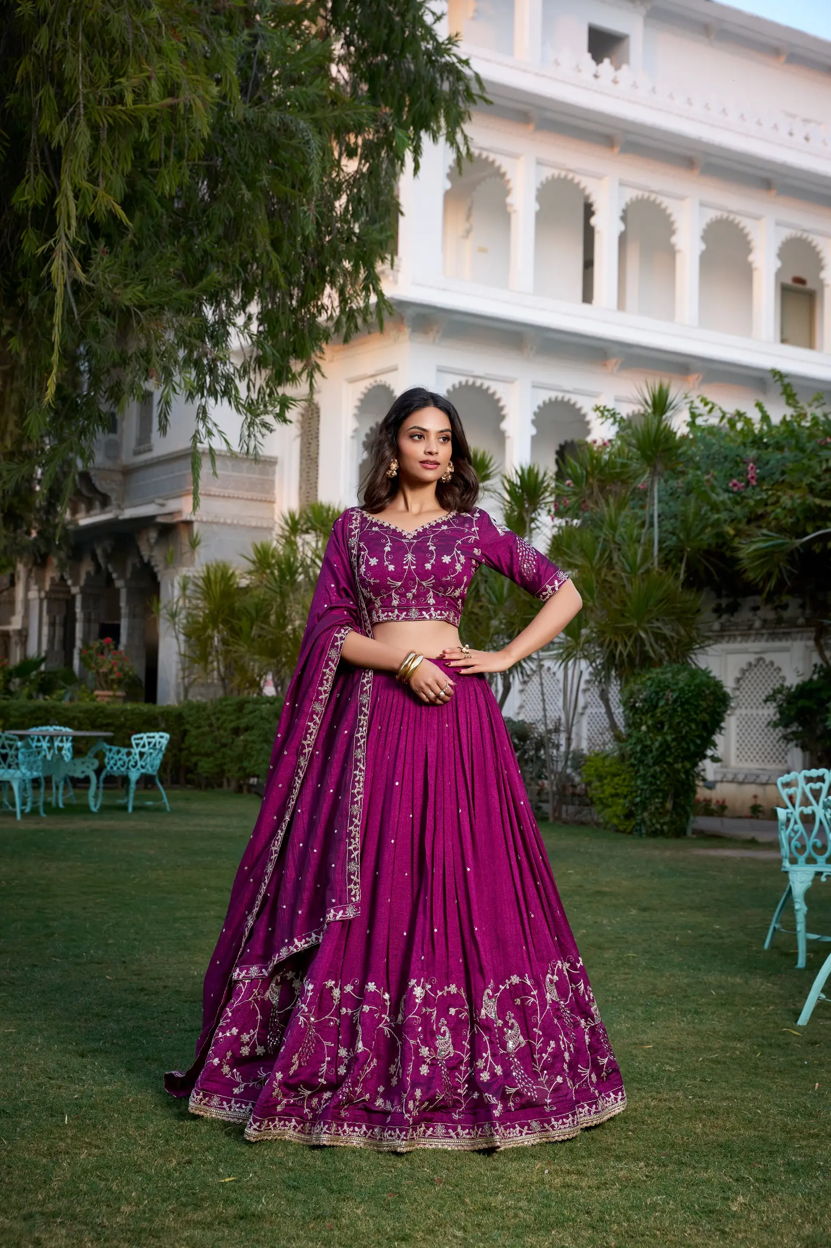LNB Wine Vichitra Silk Wedding Lehenga Collection