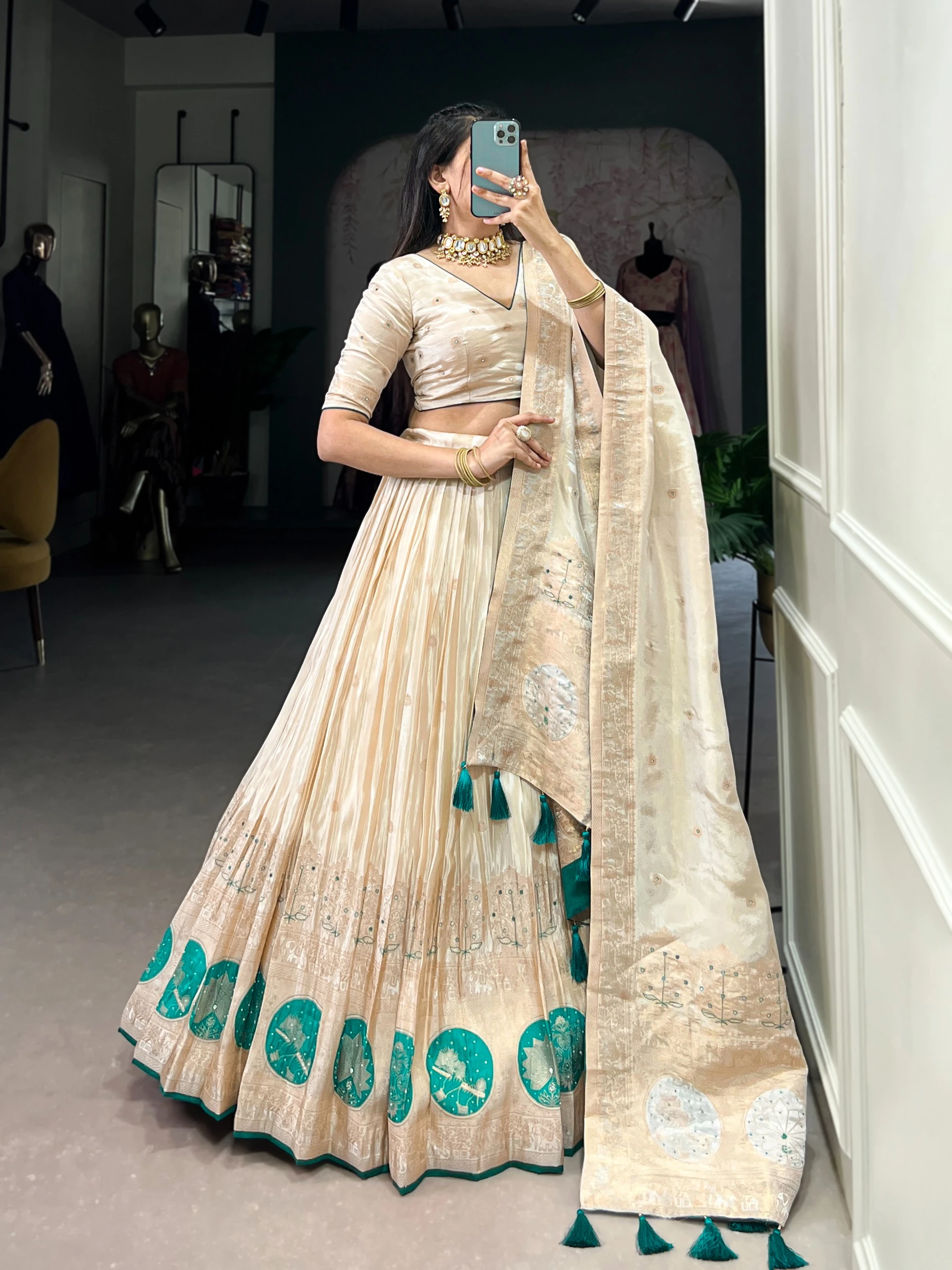 LNB2048BGN Pure Shimmer Lehenga Choli