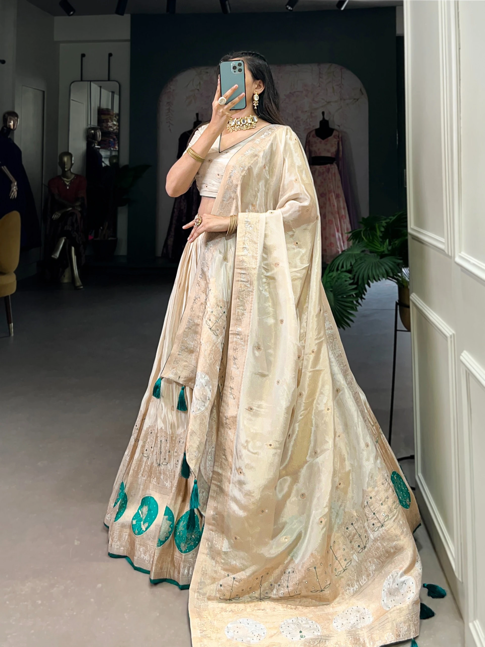 LNB2048BGN Pure Shimmer Lehenga Choli