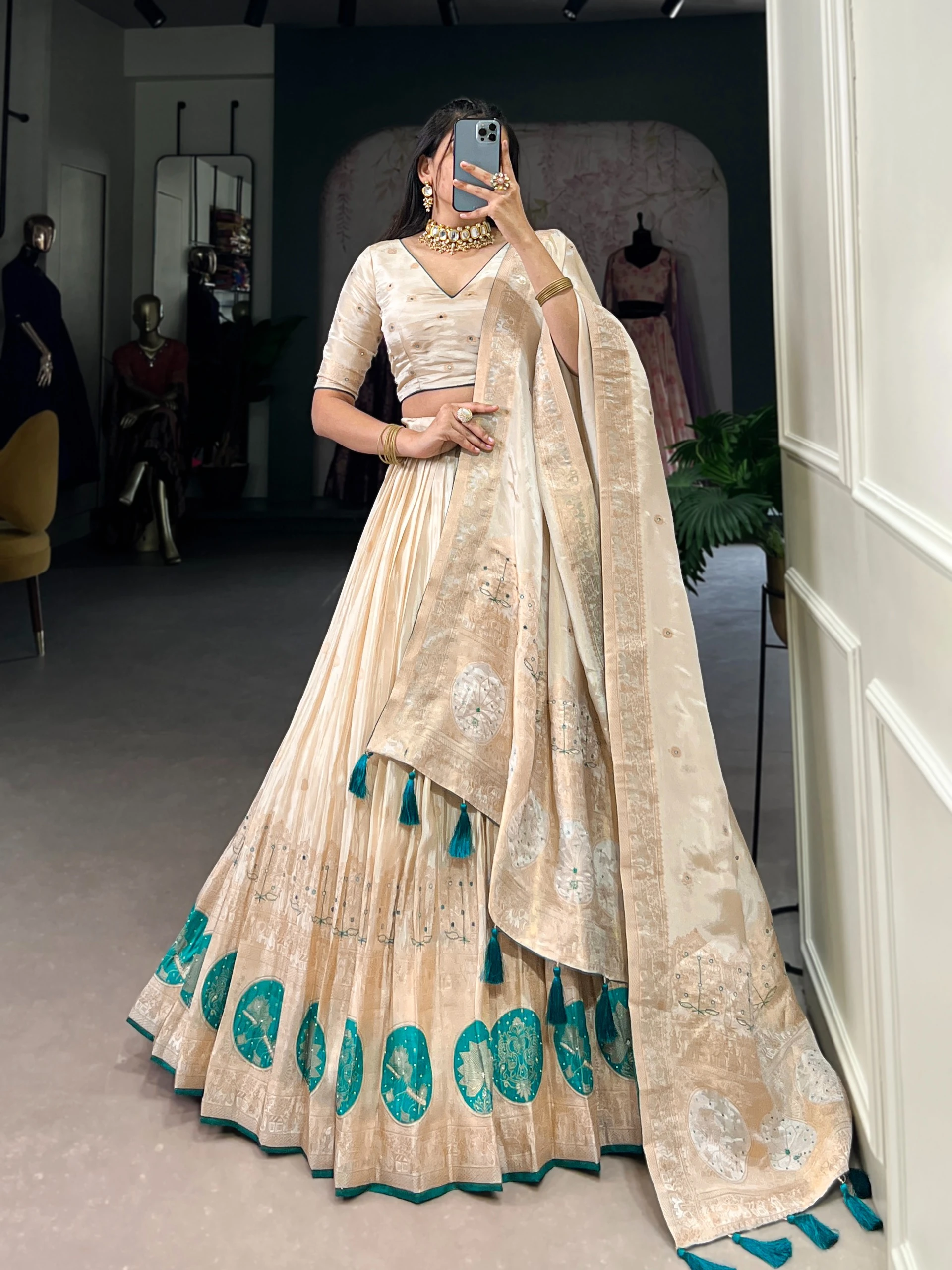 LNB2048BGN Pure Shimmer Lehenga Choli
