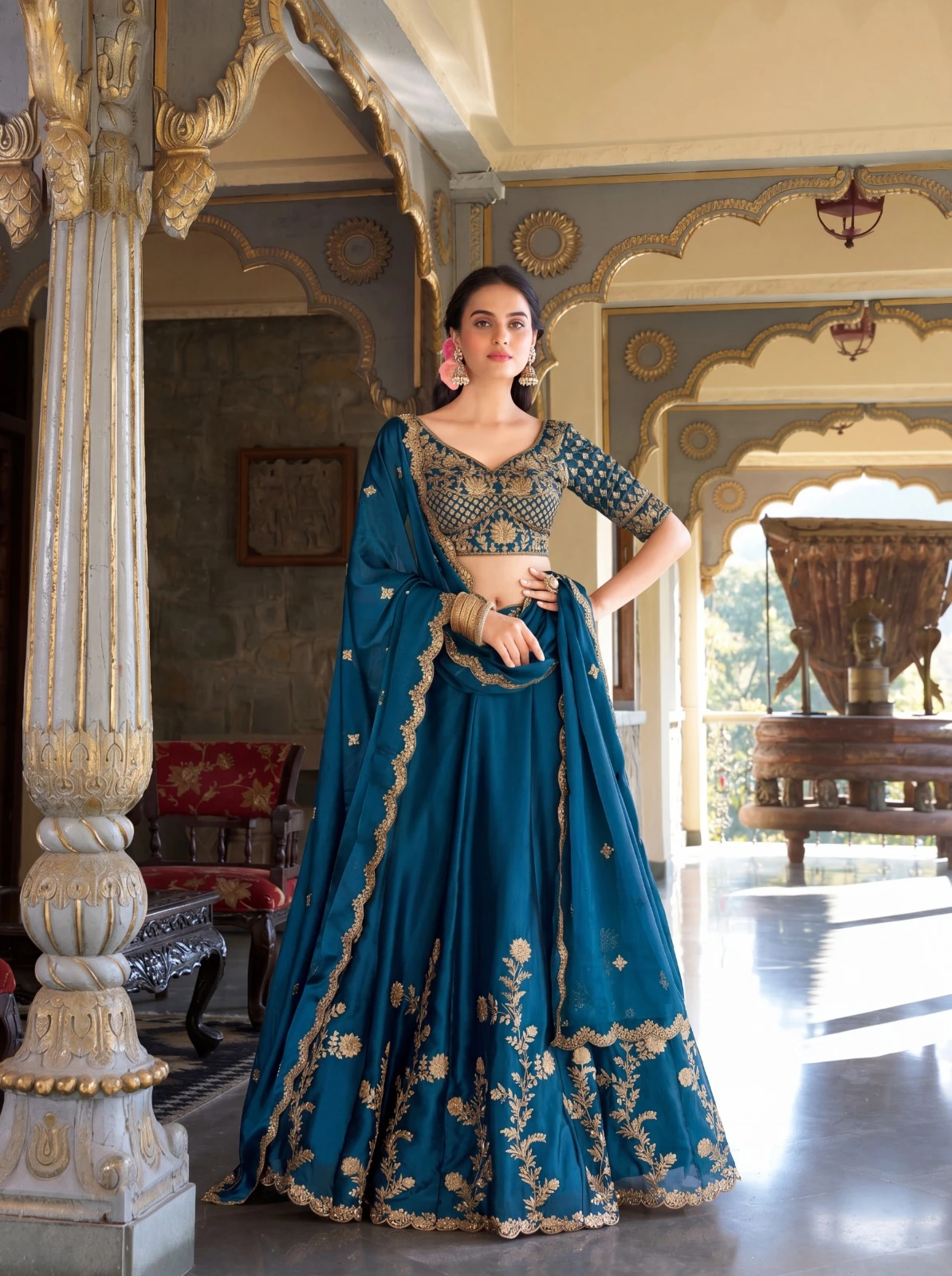 Luxury Rangoli Silk Lehenga Set