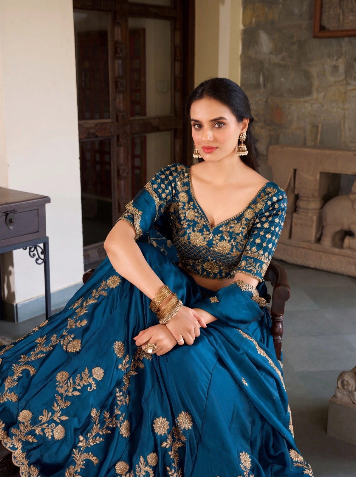 Luxury Rangoli Silk Lehenga Set