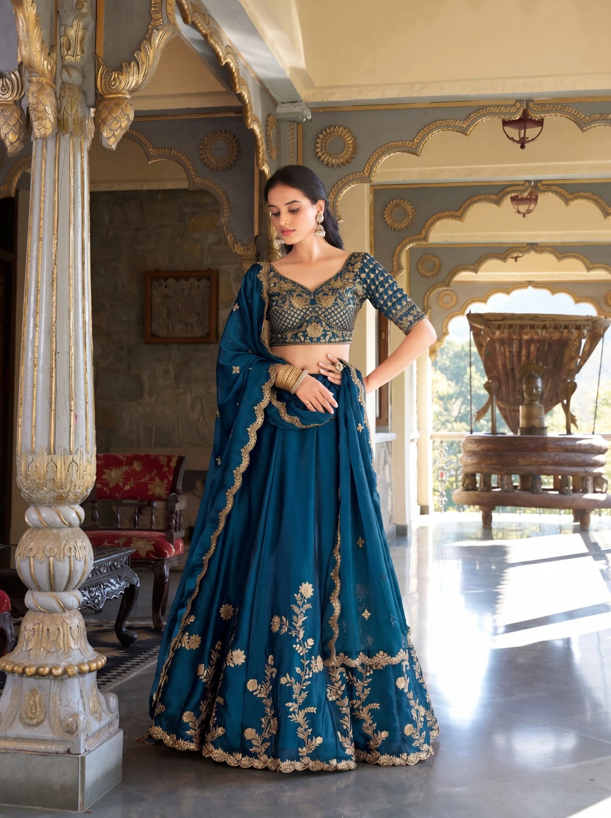 Luxury Rangoli Silk Lehenga Set