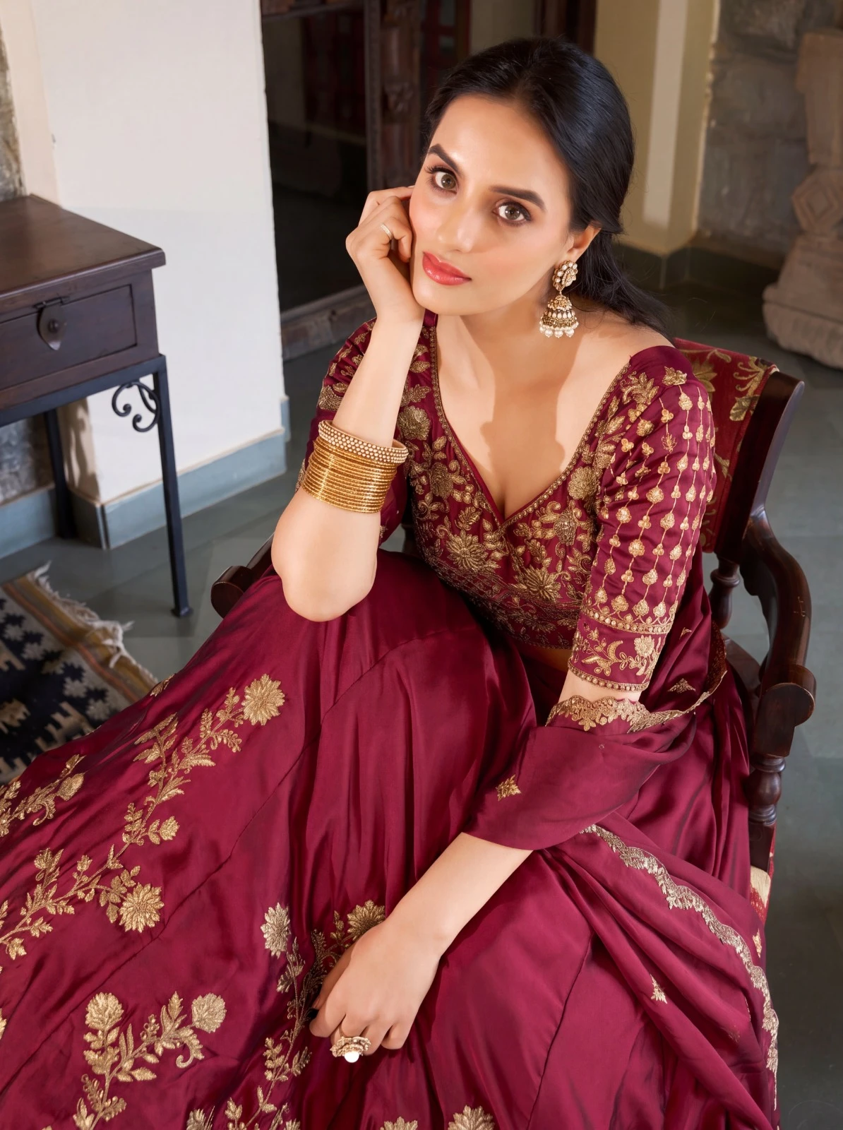 Luxury Rangoli Silk Lehenga Set