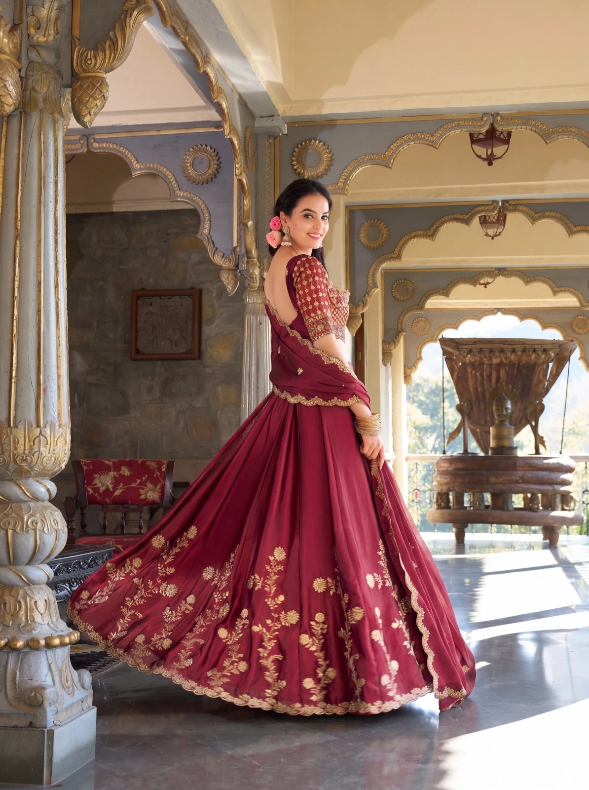 Luxury Rangoli Silk Lehenga Set