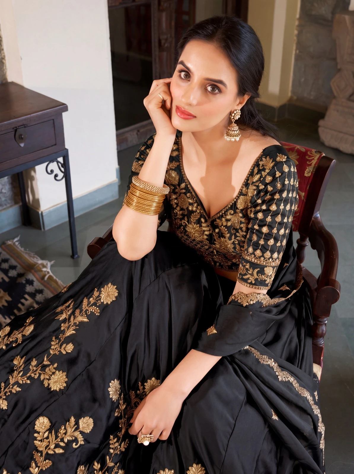 Luxury Rangoli Silk Lehenga Set
