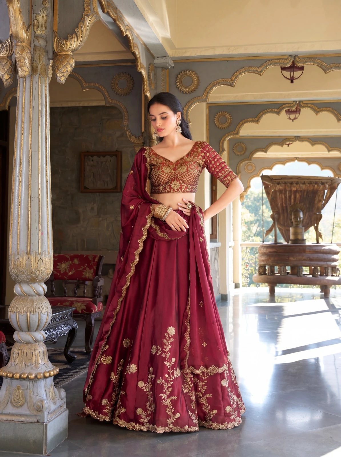Luxury Rangoli Silk Lehenga Set