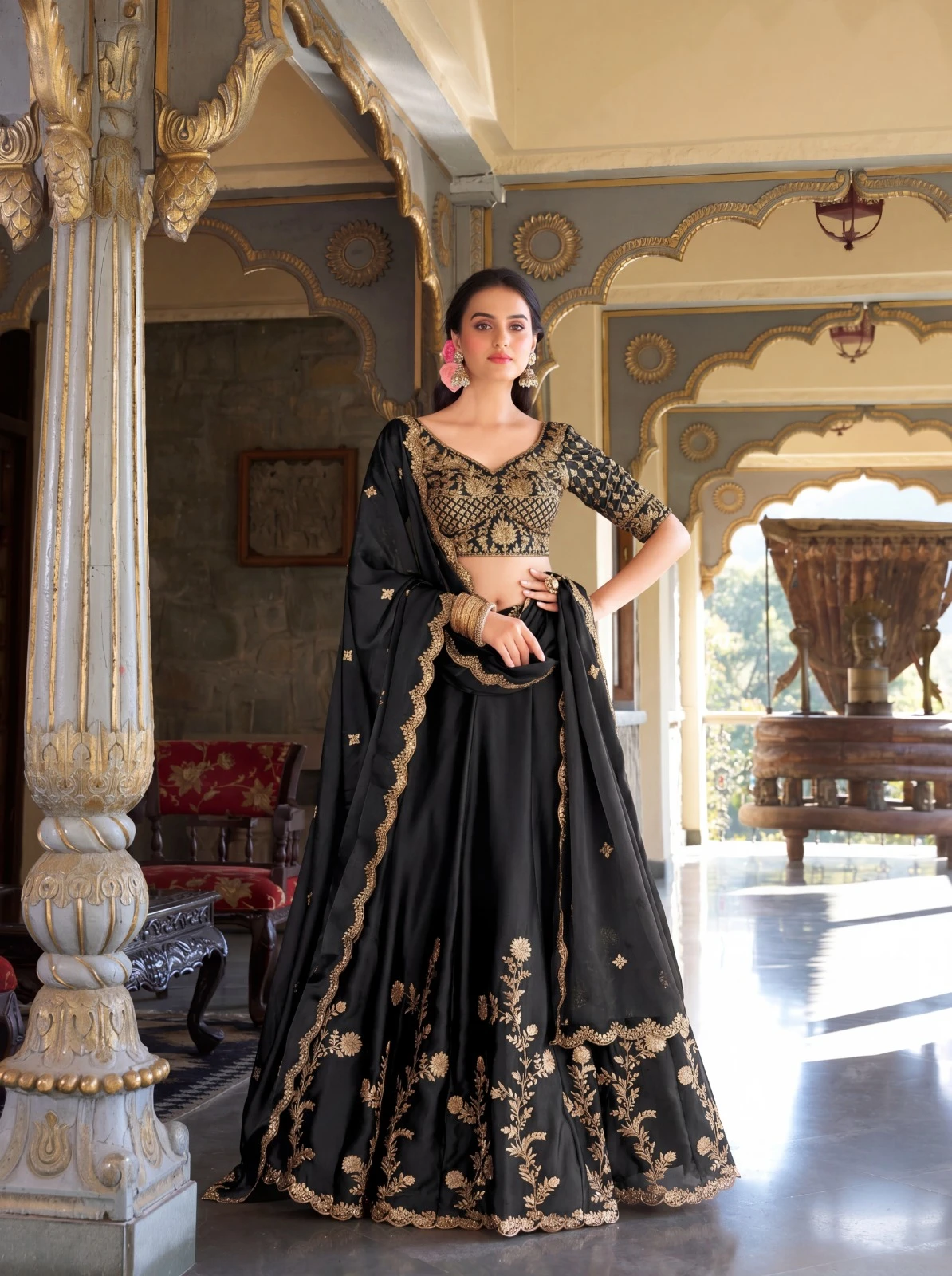 Luxury Rangoli Silk Lehenga Set