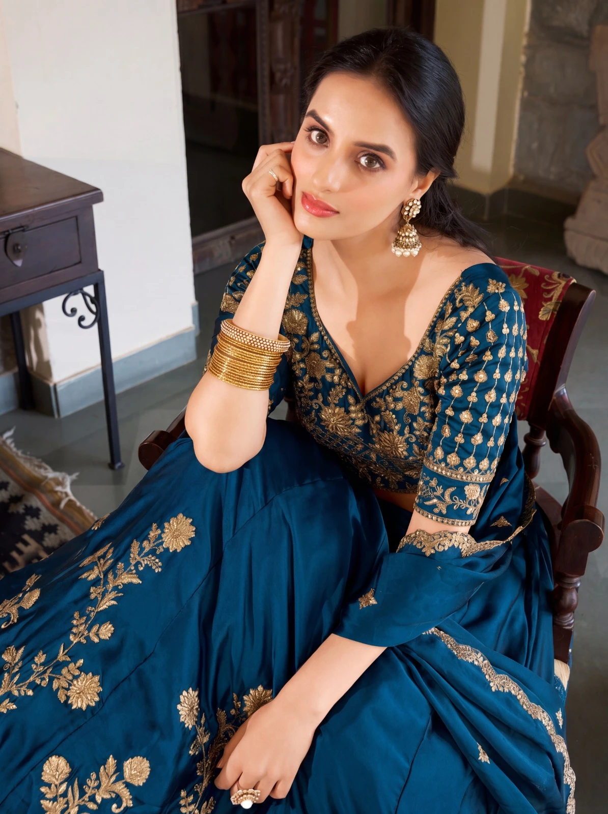 Luxury Rangoli Silk Lehenga Set