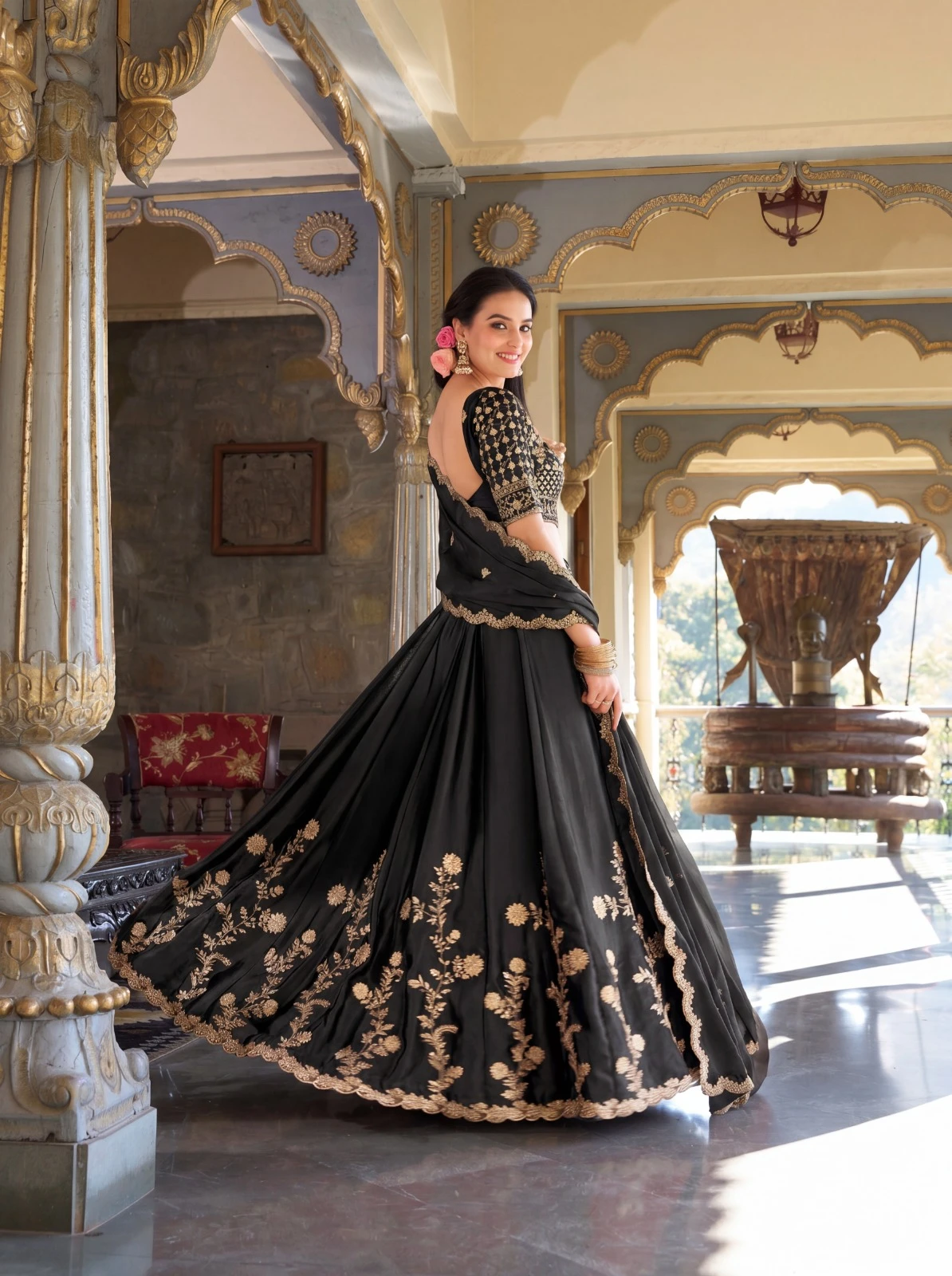 Luxury Rangoli Silk Lehenga Set