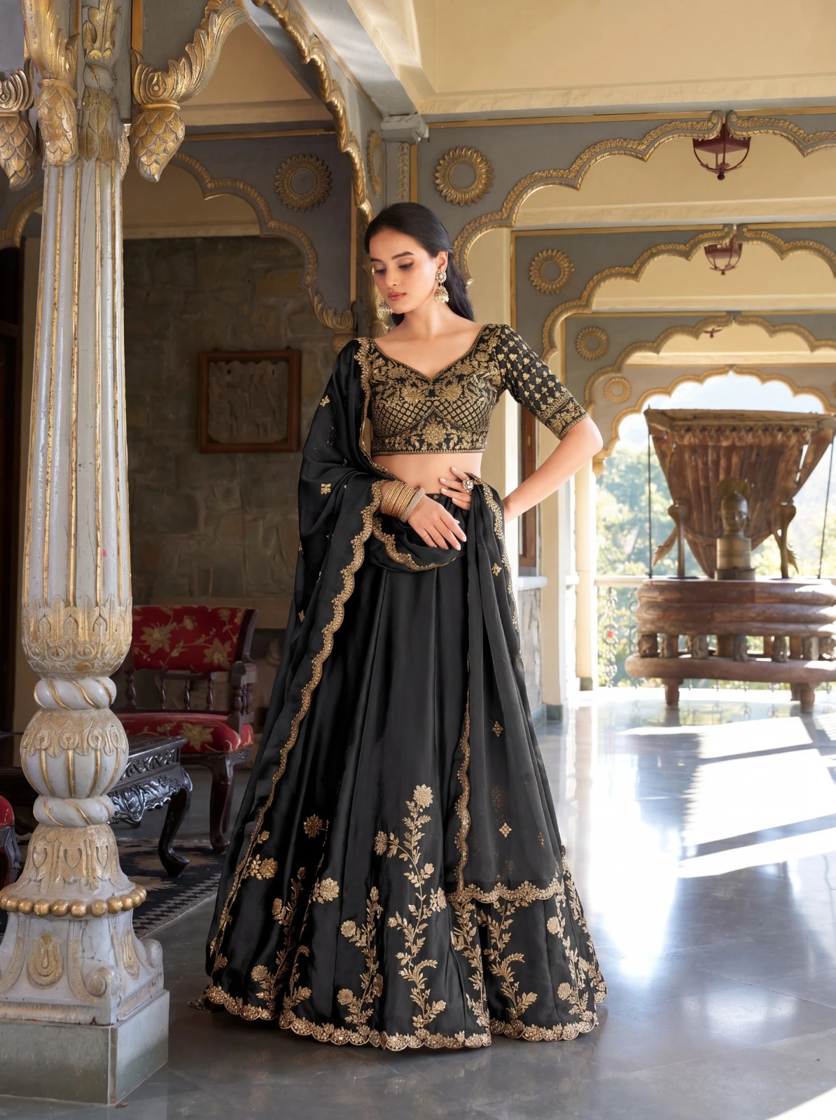 Luxury Rangoli Silk Lehenga Set