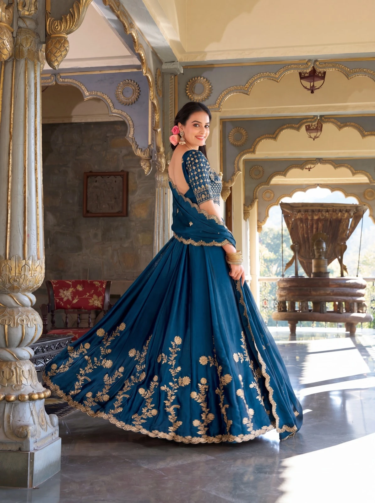 Luxury Rangoli Silk Lehenga Set