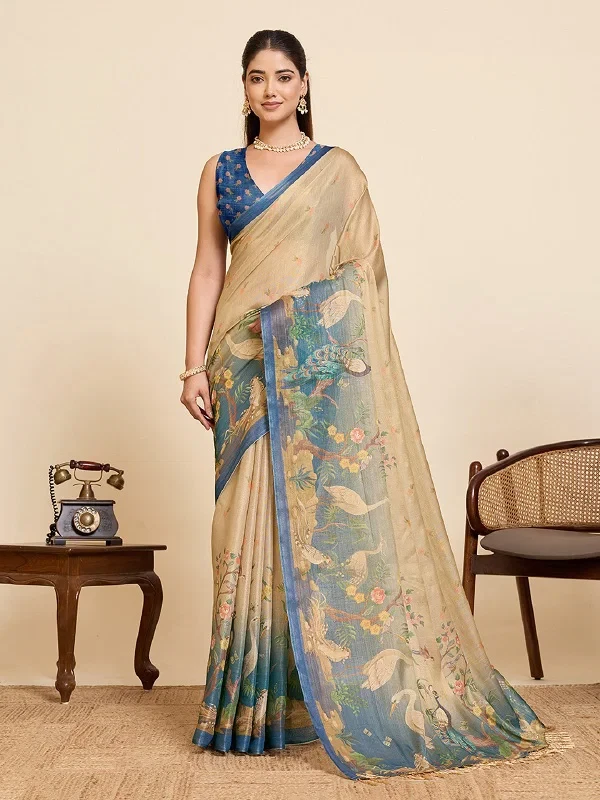 Maahi 219 Linen Zari Weaving Worked Party Wear Saree Collection