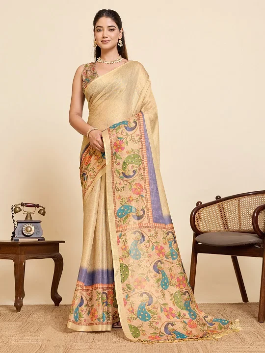 Maahi 219 Linen Zari Weaving Worked Party Wear Saree Collection