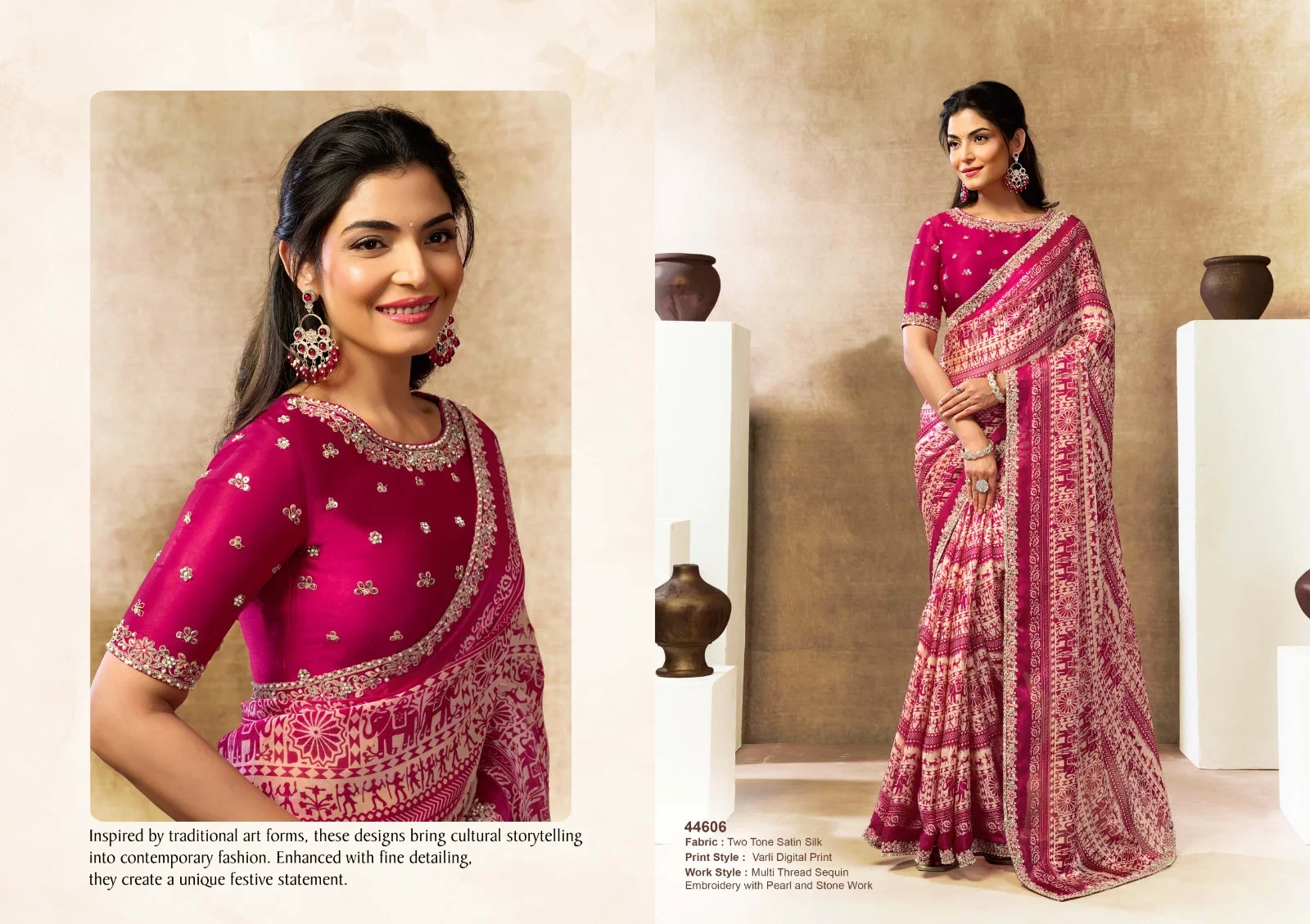 Mahotsav Norita 44600 Oasis Satin Silk Designer Saree Collection
