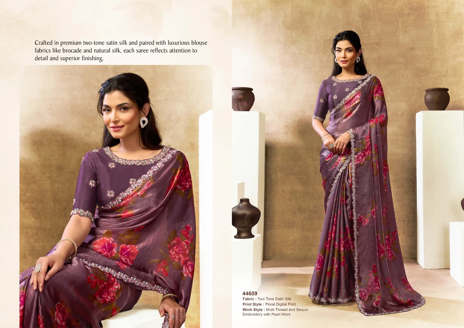 Mahotsav Norita 44600 Oasis Satin Silk Designer Saree Collection