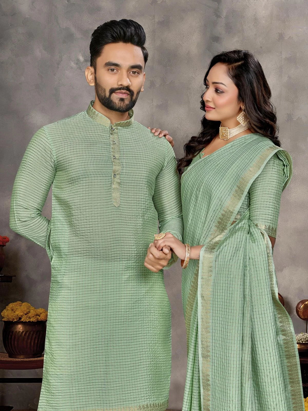 Man Mohini-2 Couple Set Saree And Kurta