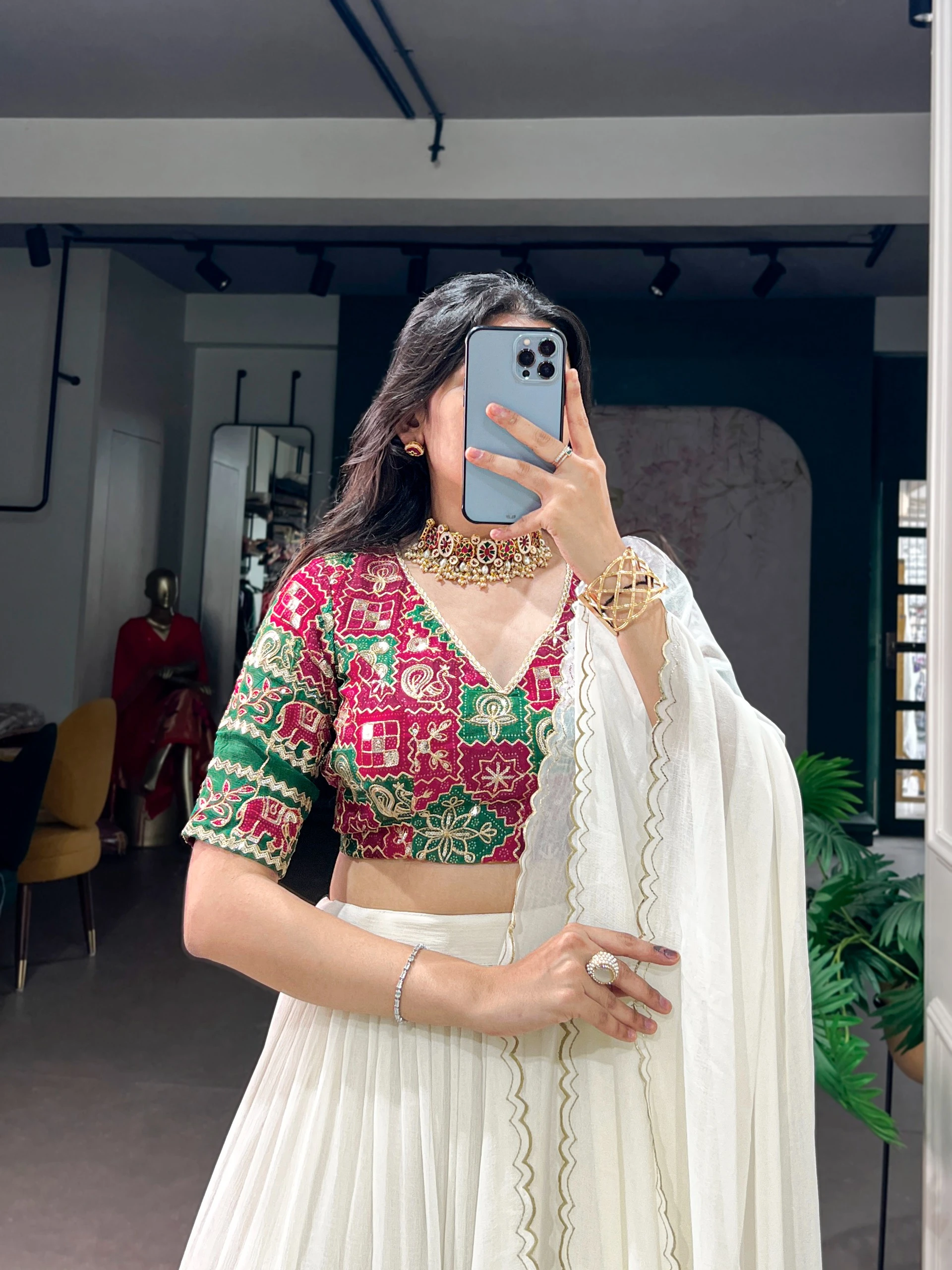 Marble Foil Work Designer Lehenga Collection