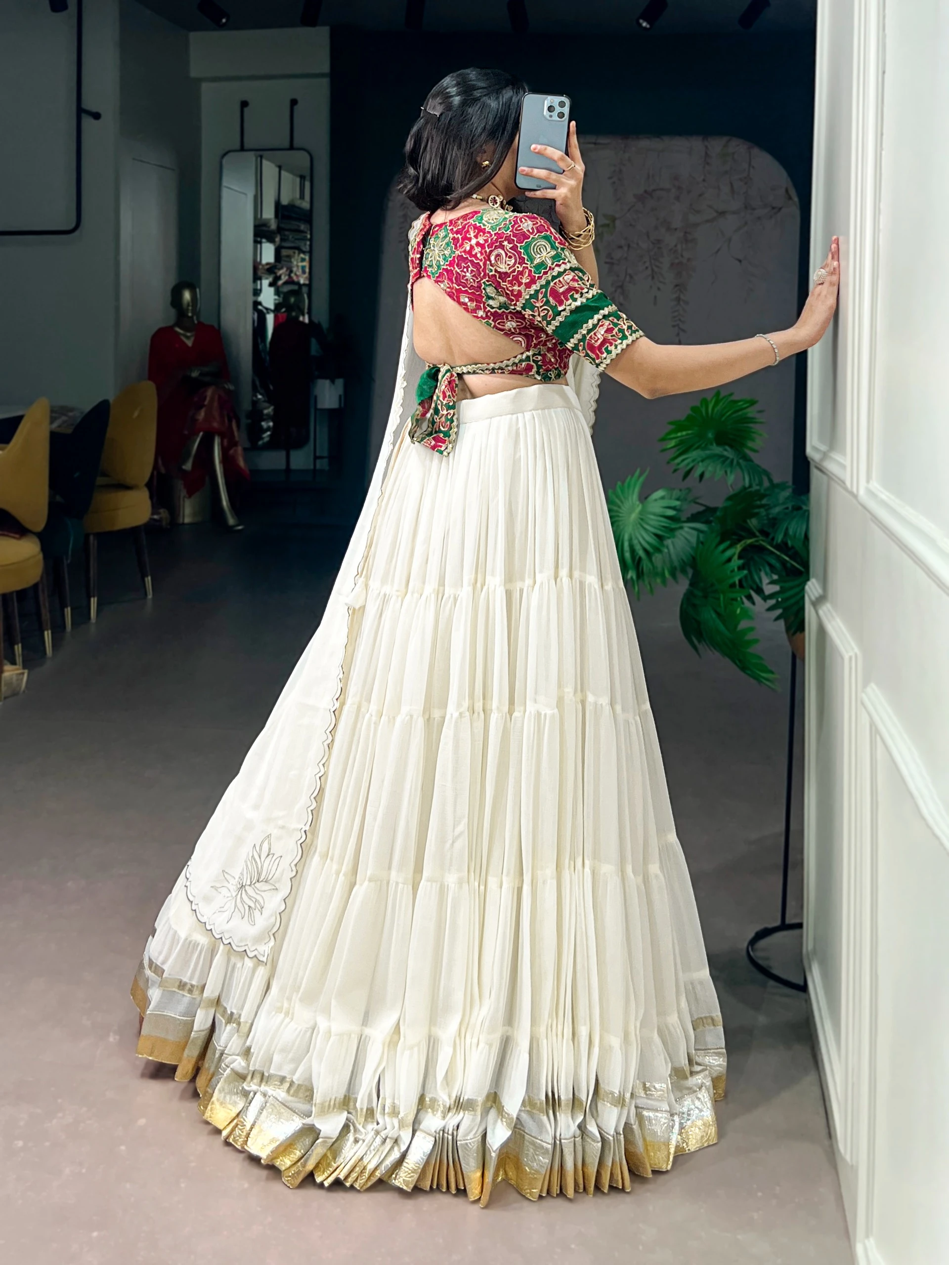 Marble Foil Work Designer Lehenga Collection