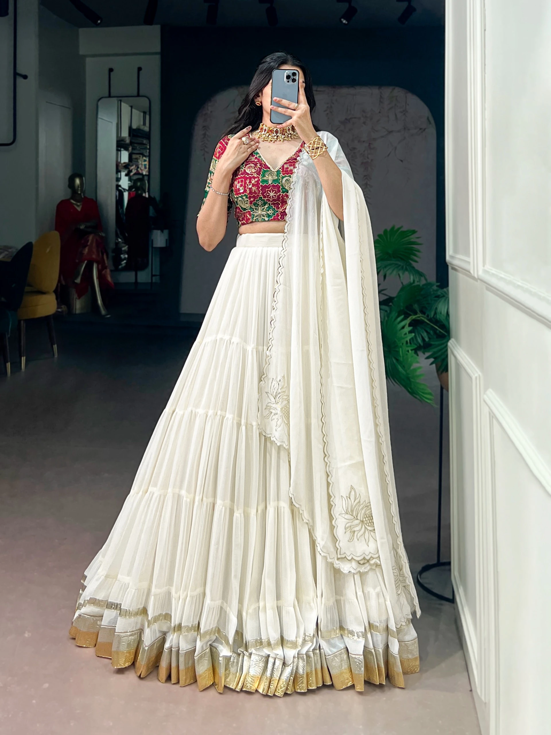 Marble Foil Work Designer Lehenga Collection
