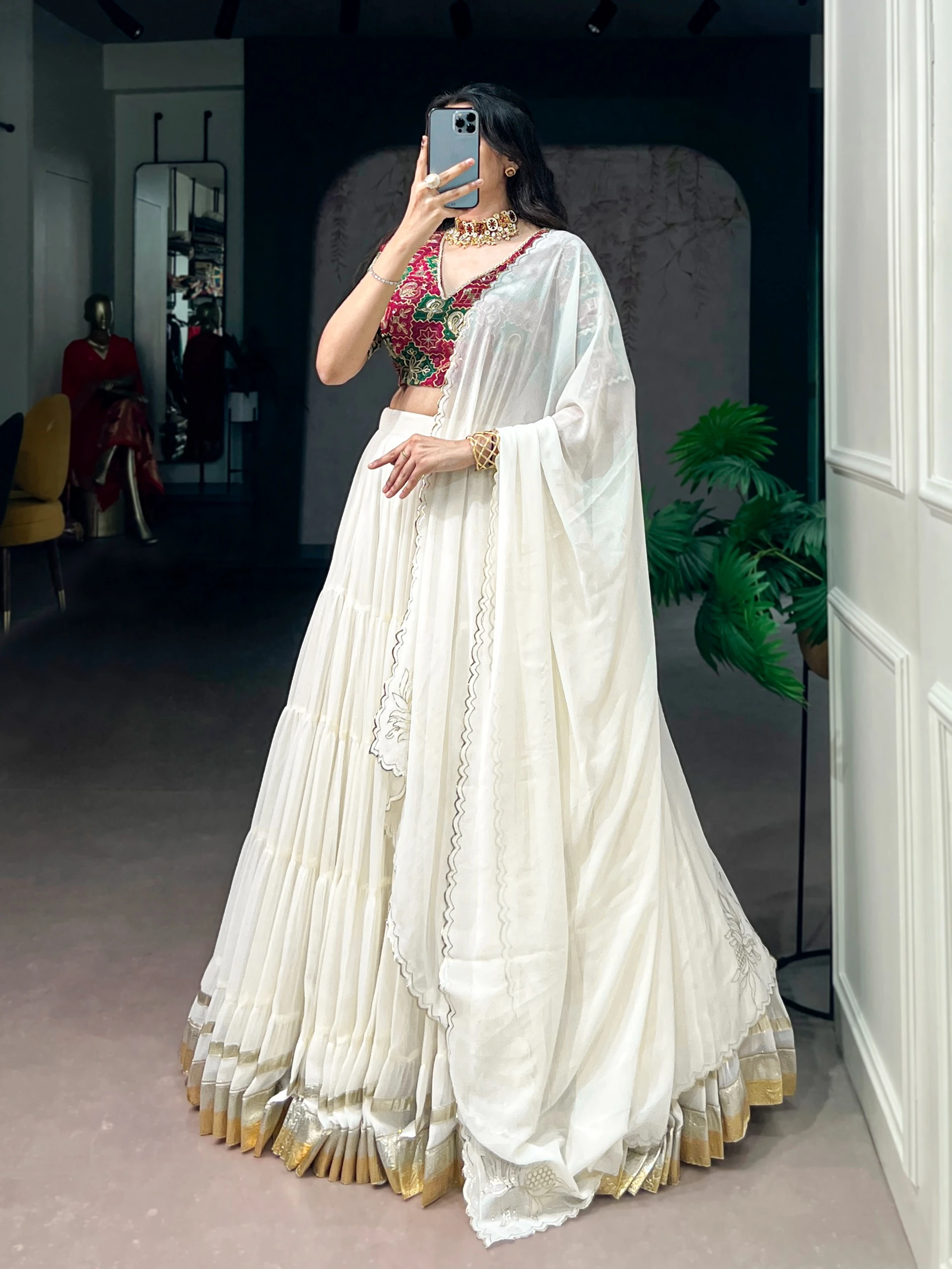 Marble Foil Work Designer Lehenga Collection