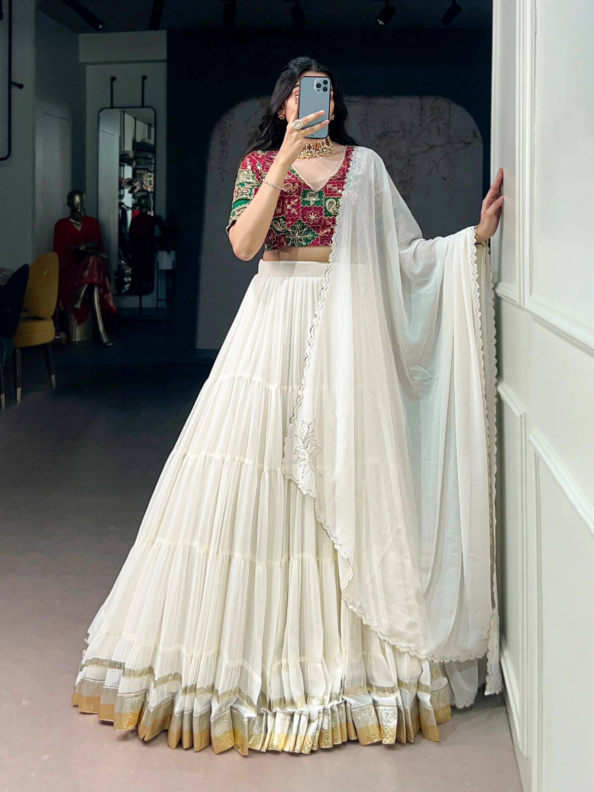 Marble Foil Work Designer Lehenga Collection
