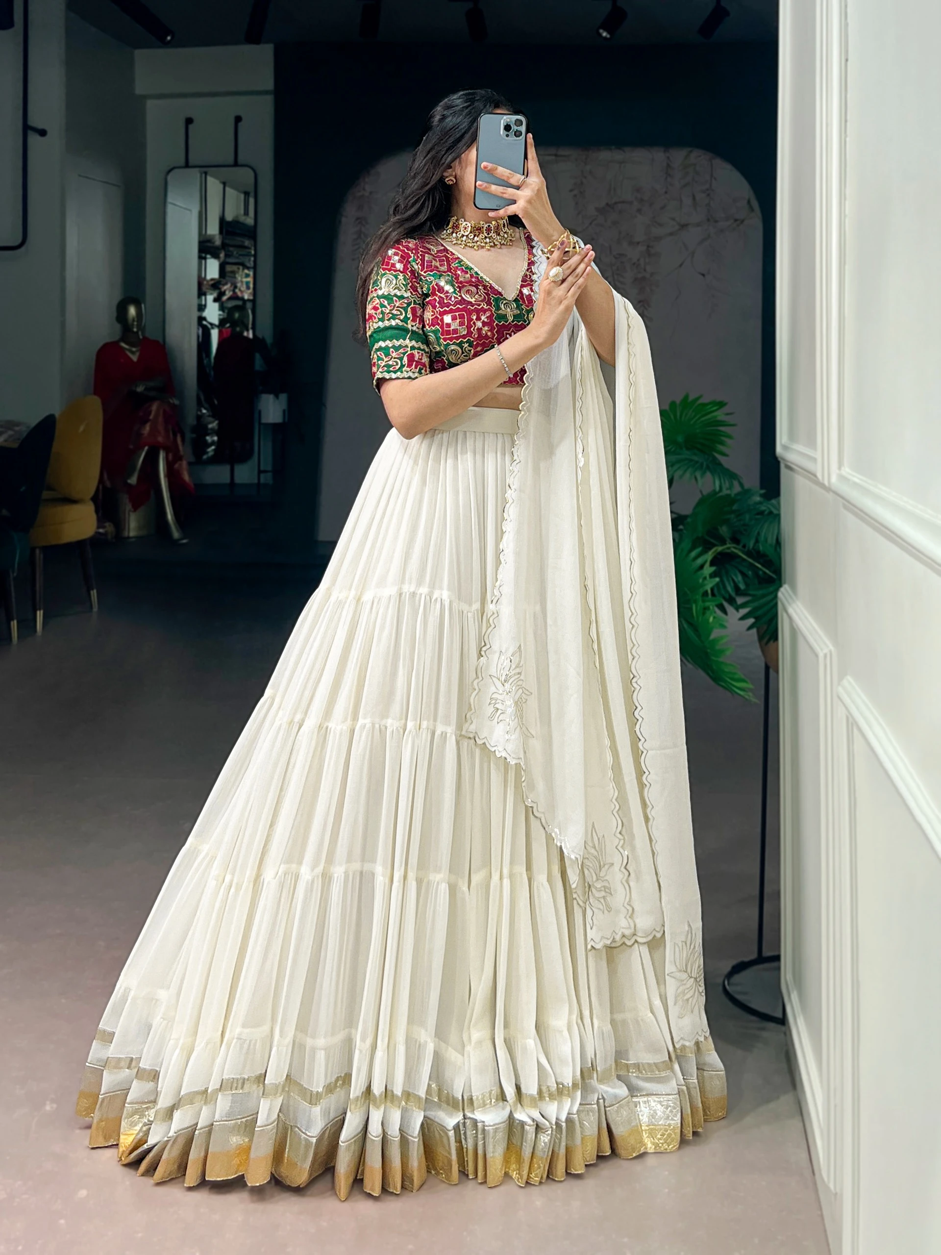Marble Foil Work Designer Lehenga Collection