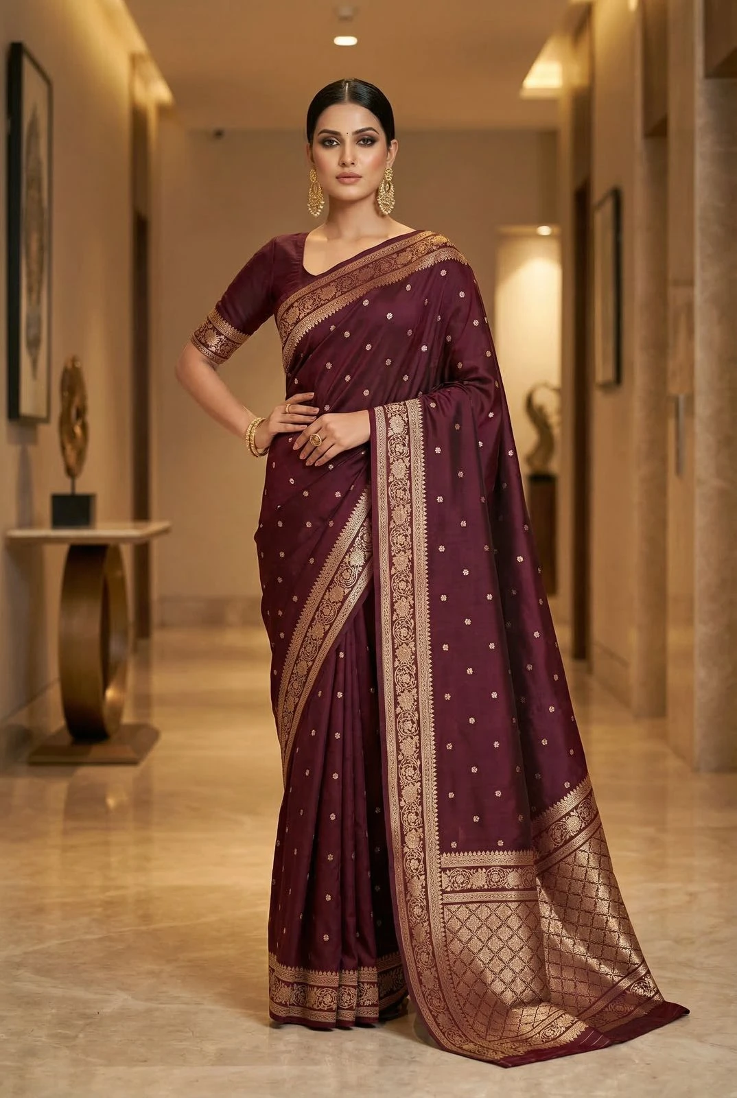 Mb 251 Banarasi Silk Zari Weaving Rich Pallu Saree Collection