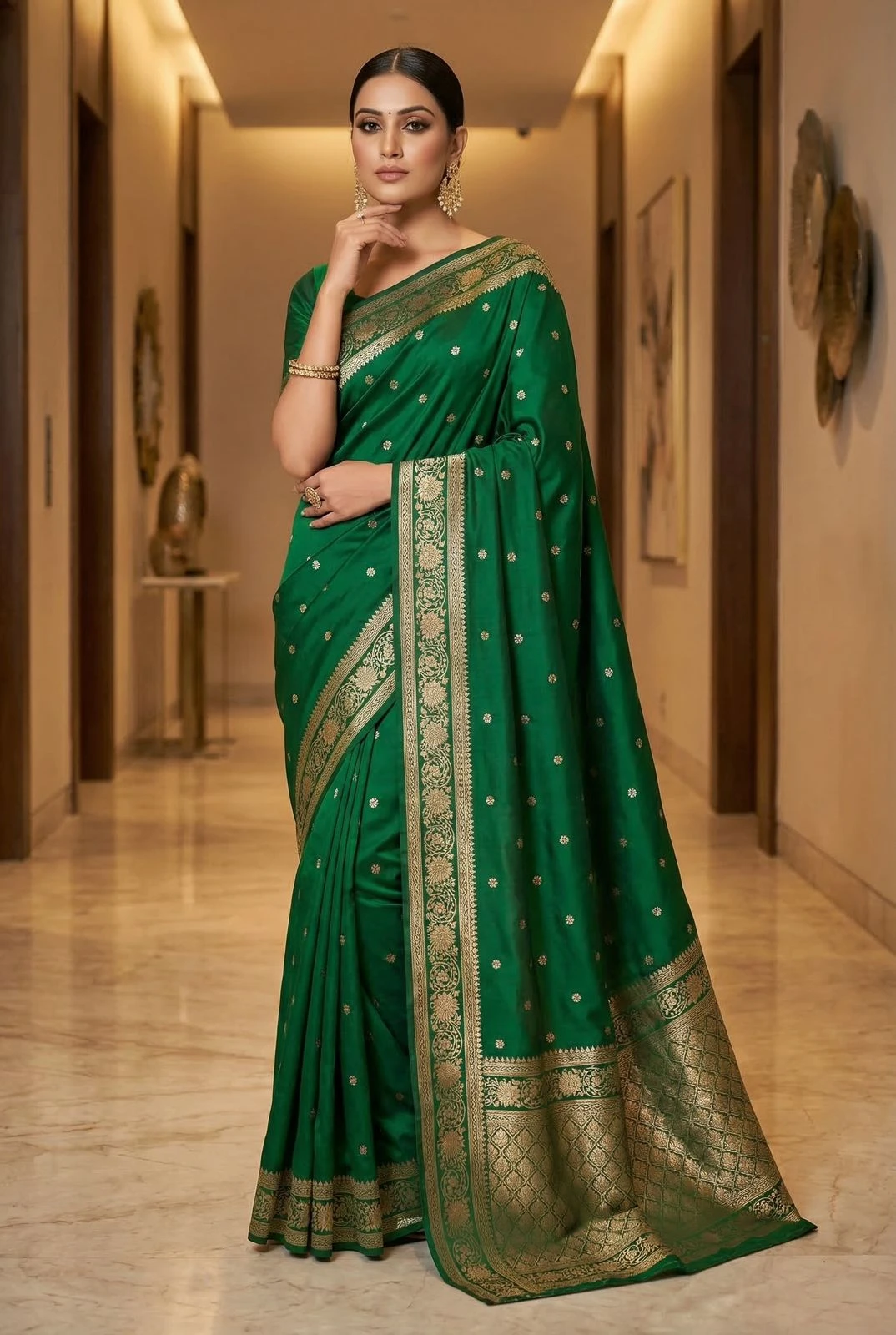 Mb 251 Banarasi Silk Zari Weaving Rich Pallu Saree Collection