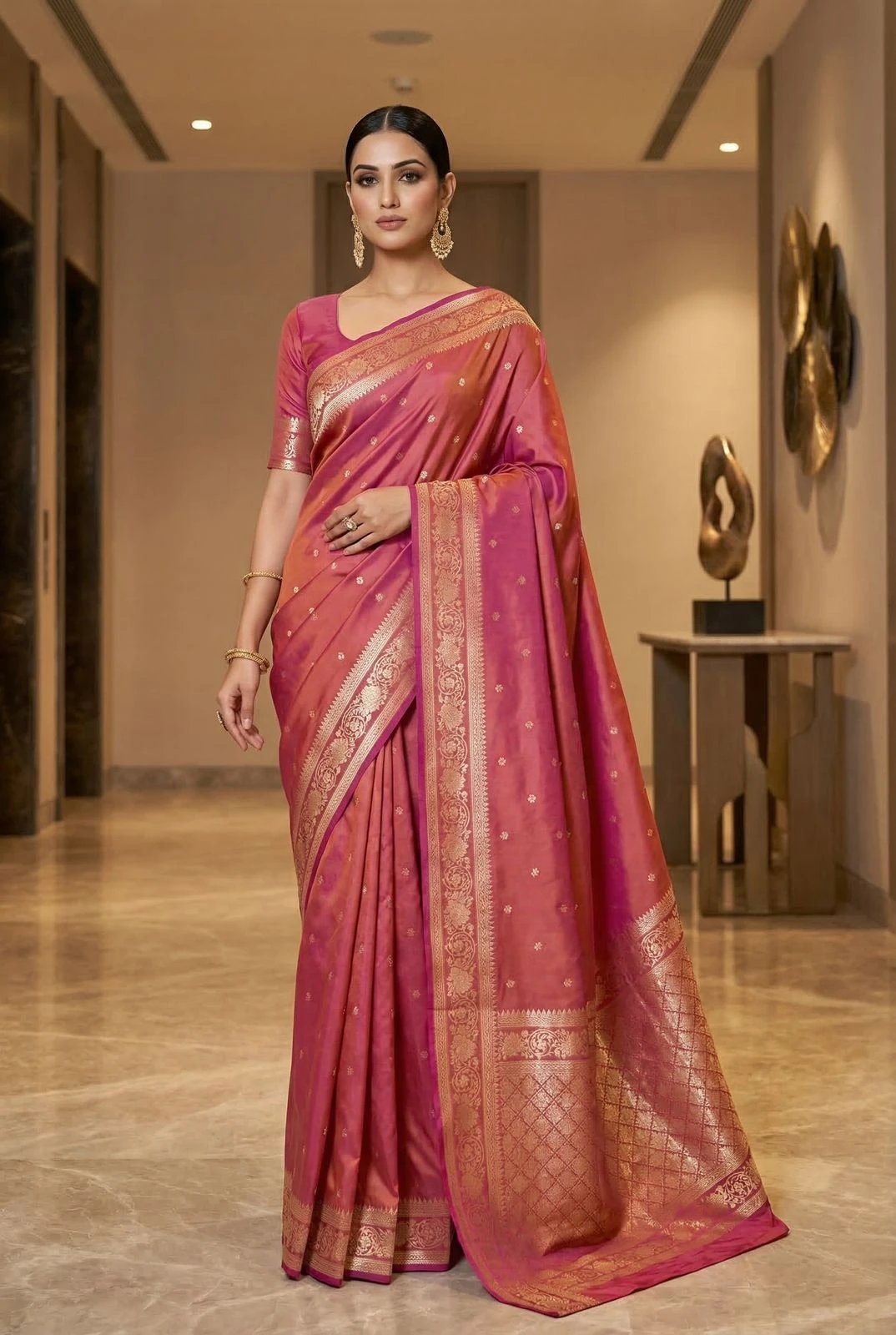 Mb 251 Banarasi Silk Zari Weaving Rich Pallu Saree Collection