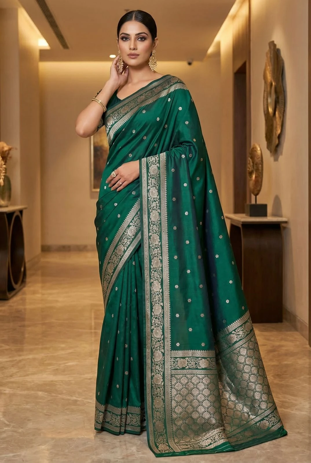 Mb 251 Banarasi Silk Zari Weaving Rich Pallu Saree Collection