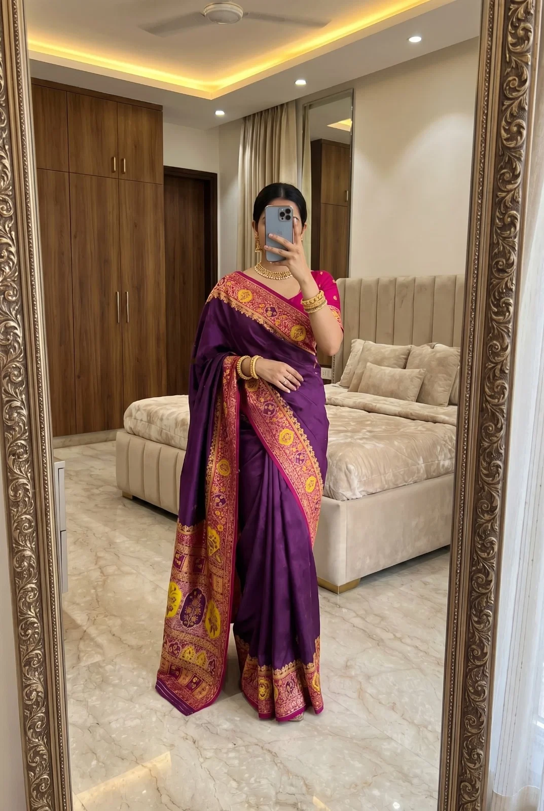 Mb 67 Pashmina Silk Multicolored Paisley Border Saree Collection