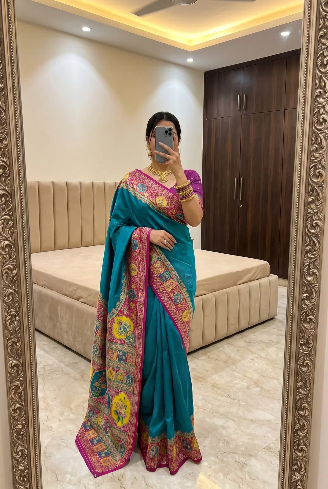 Mb 67 Pashmina Silk Multicolored Paisley Border Saree Collection