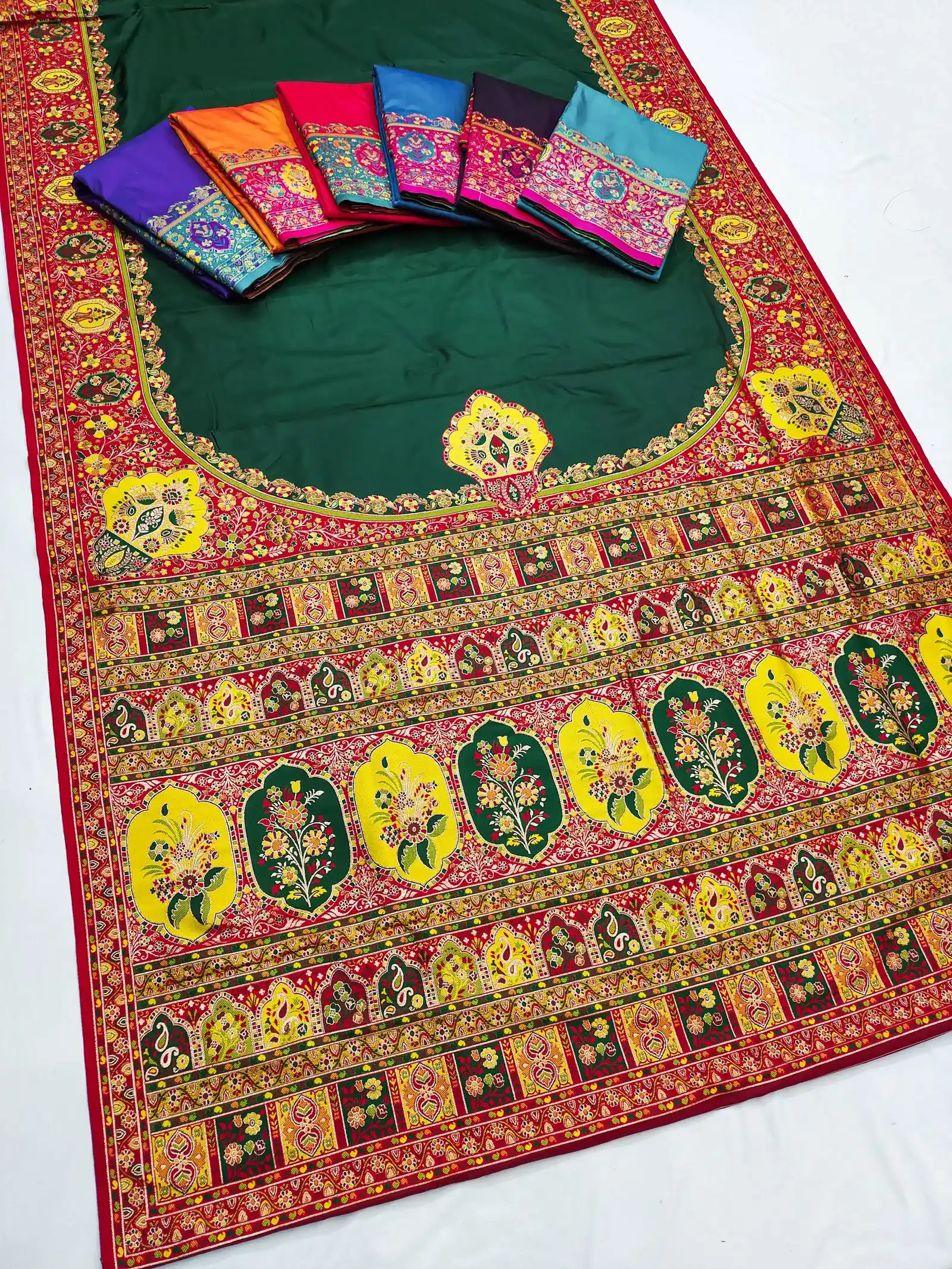 Mb 67 Pashmina Silk Multicolored Paisley Border Saree Collection