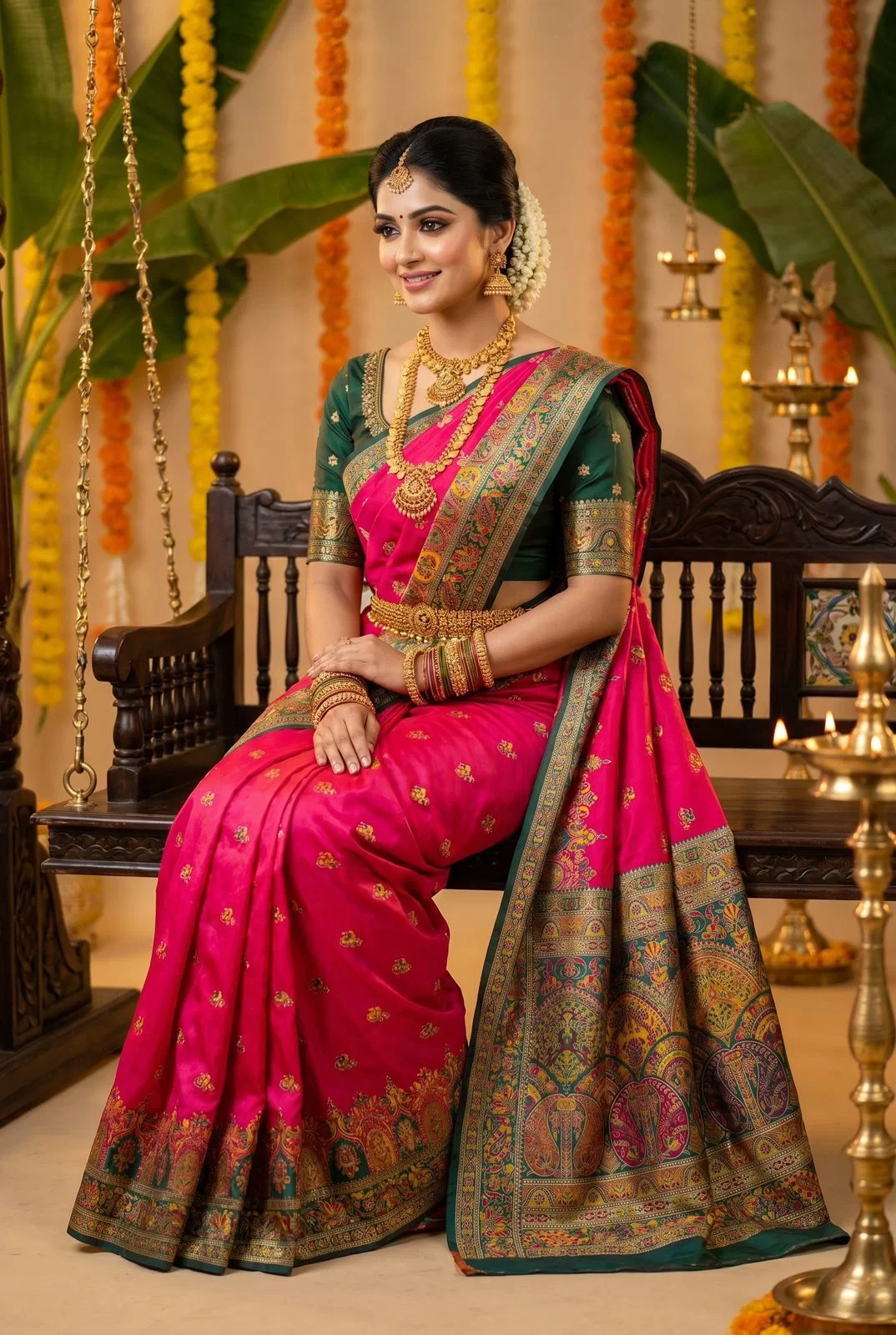 Mb 68 Pashmina Silk Multicolored Paisley Border Saree Collection