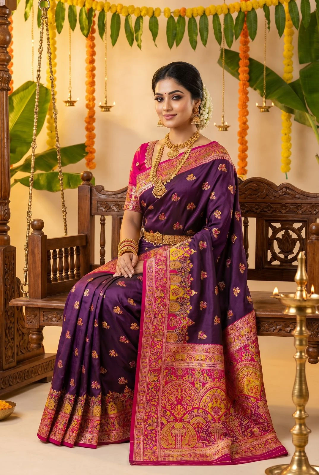Mb 68 Pashmina Silk Multicolored Paisley Border Saree Collection