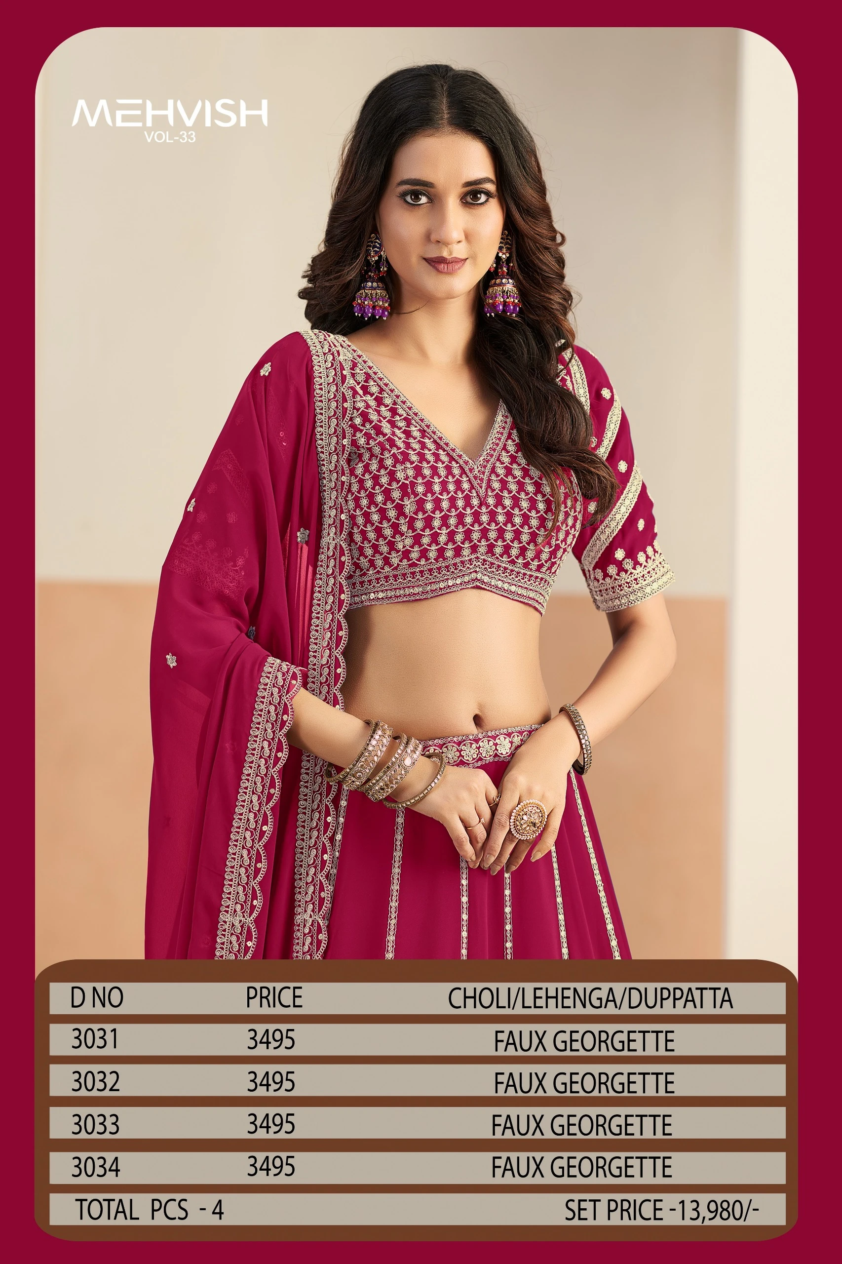 Mehvish Vol 33 Faux Georgette Embroidered Choli Set