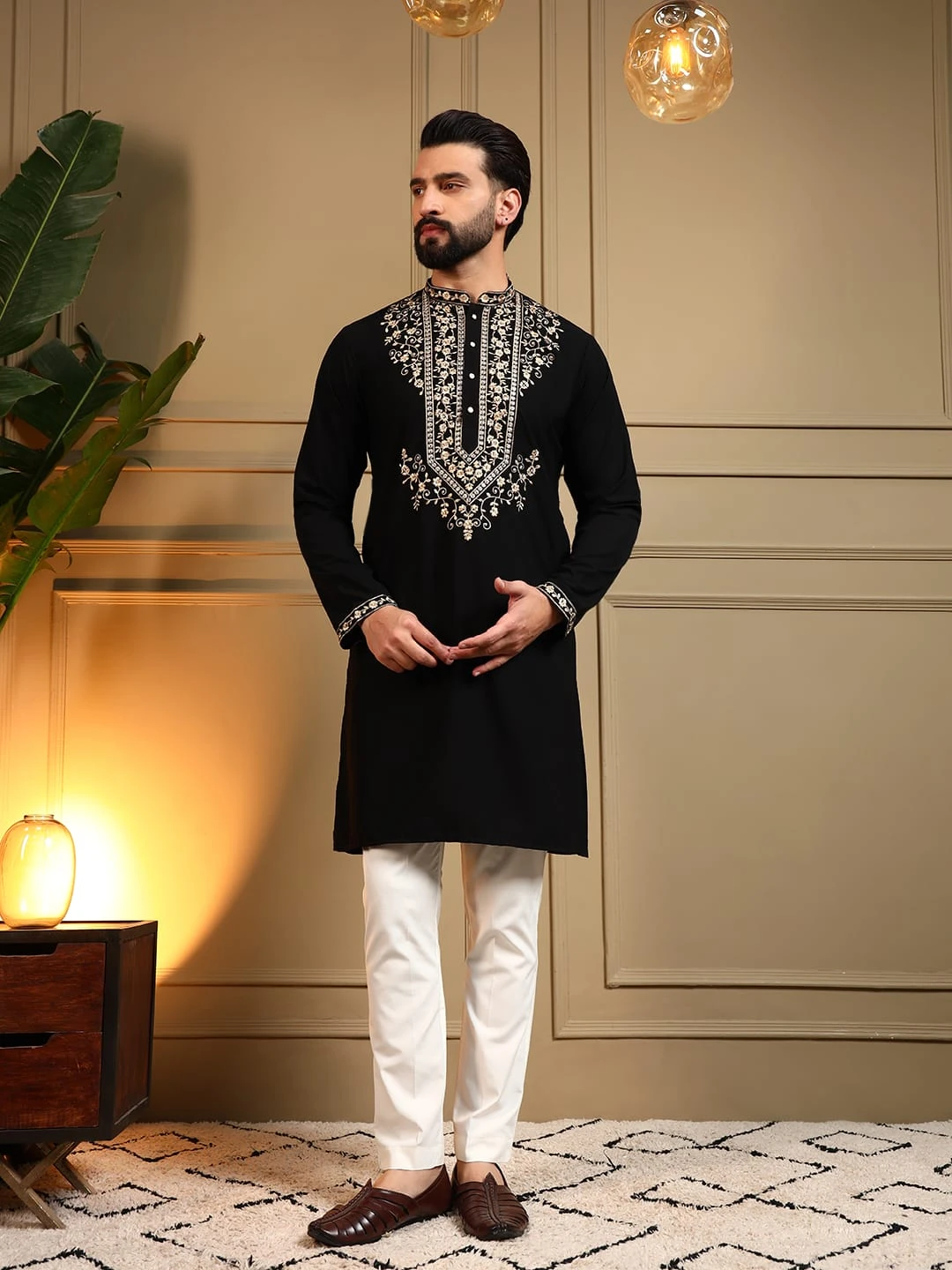 Men's Armani Lachko Embroidered Kurta Pyjama Set