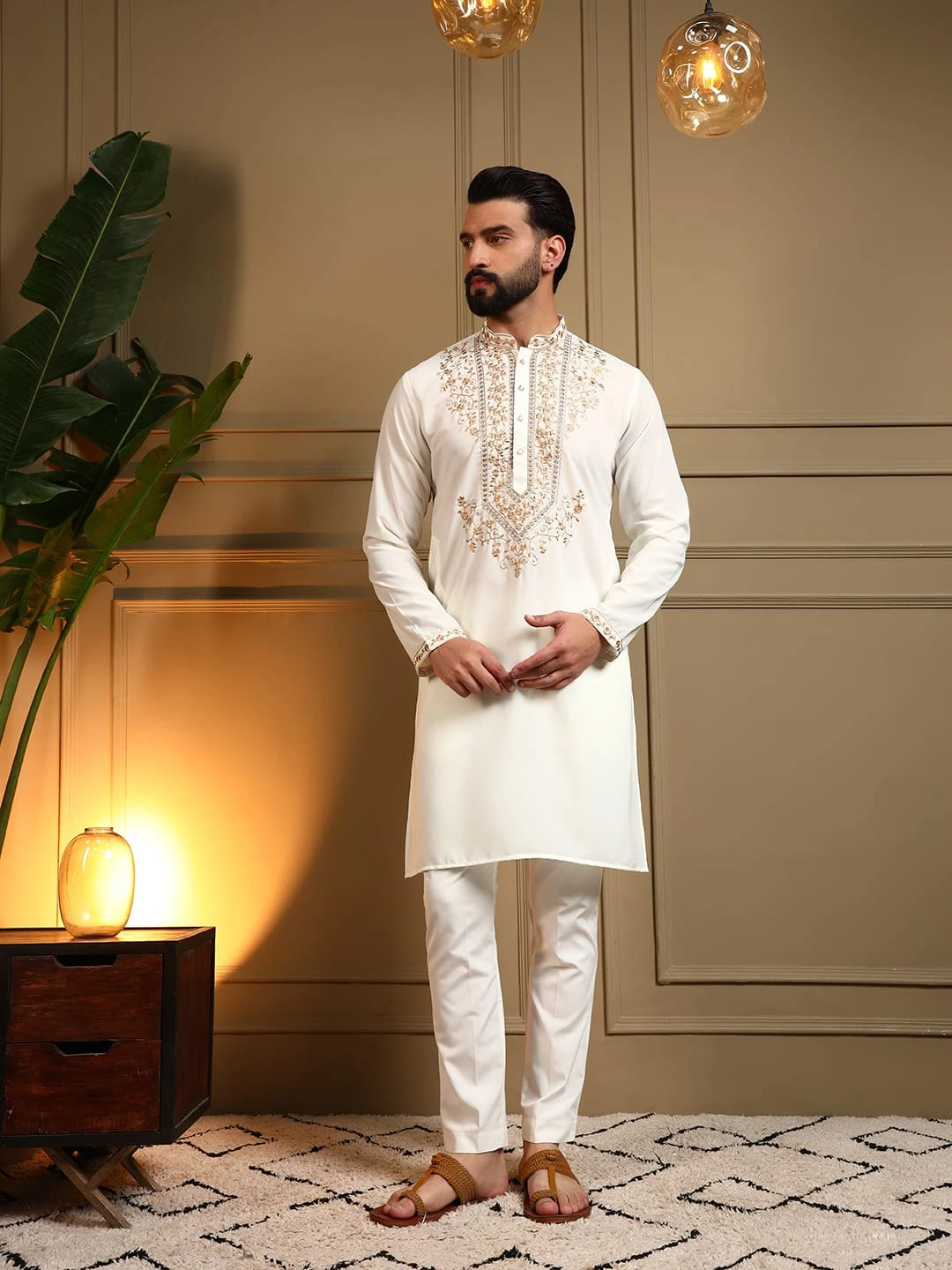 Men's Armani Lachko Embroidered Kurta Pyjama Set