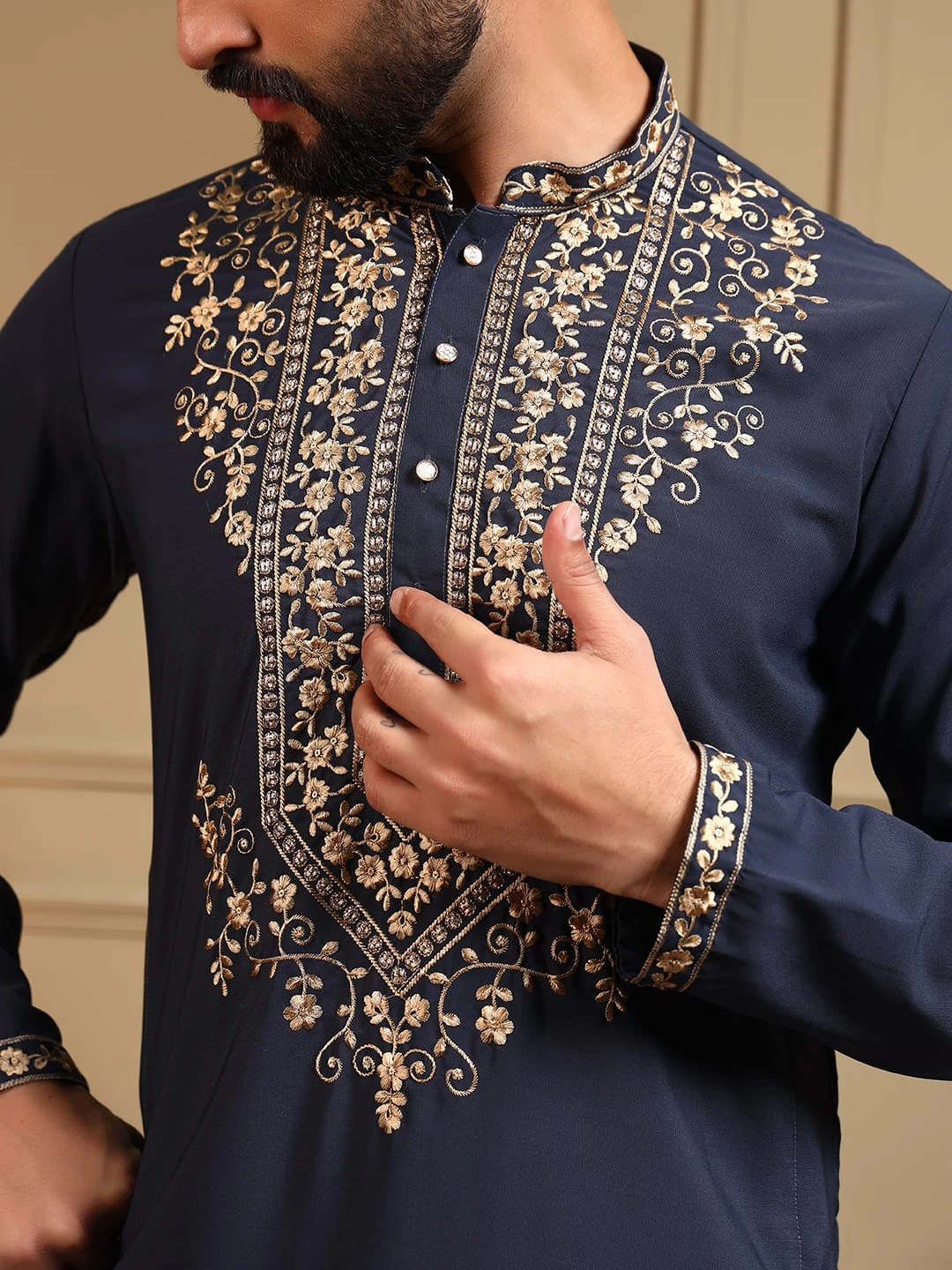 Men's Armani Lachko Embroidered Kurta Pyjama Set