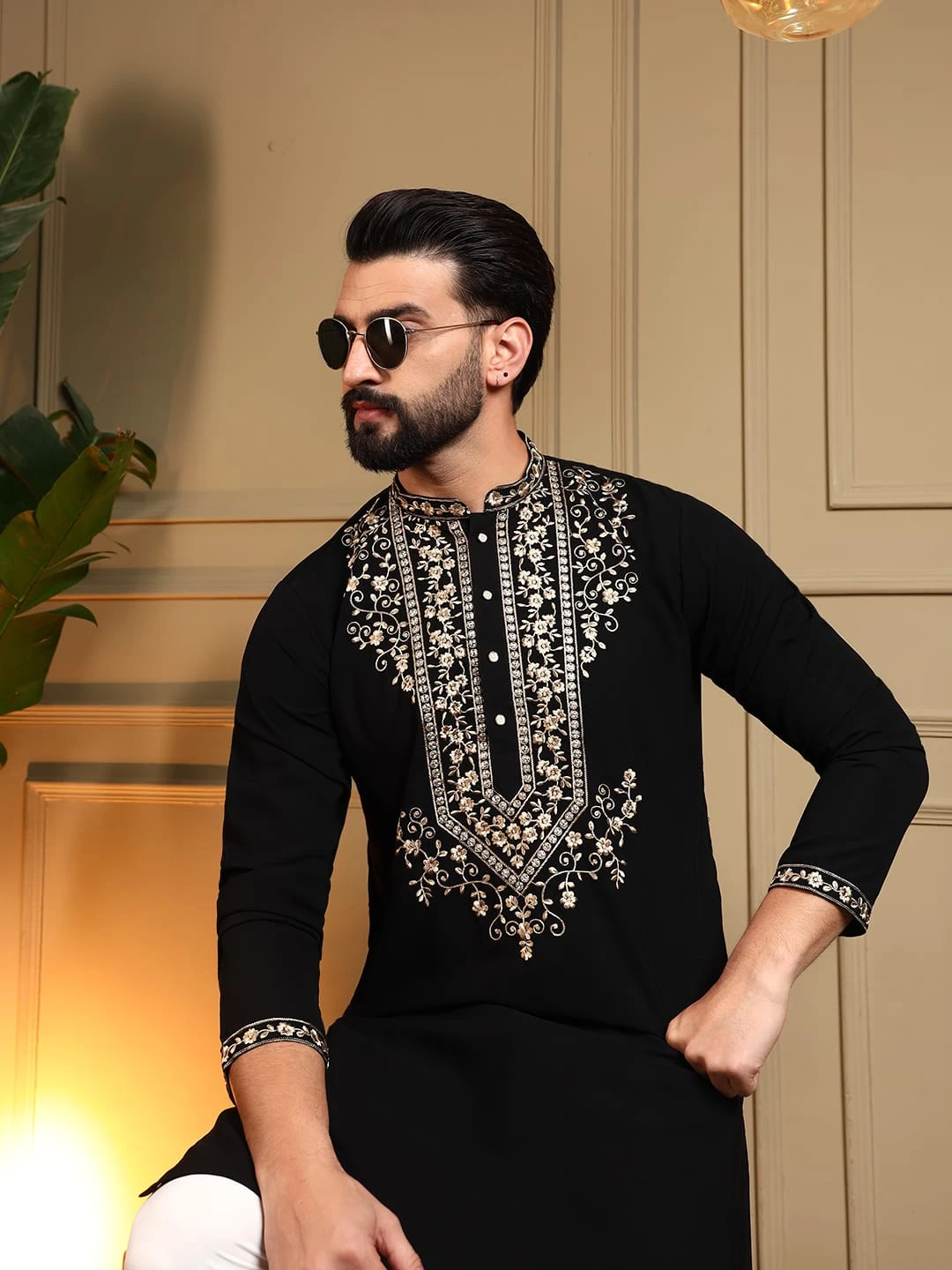 Men's Armani Lachko Embroidered Kurta Pyjama Set